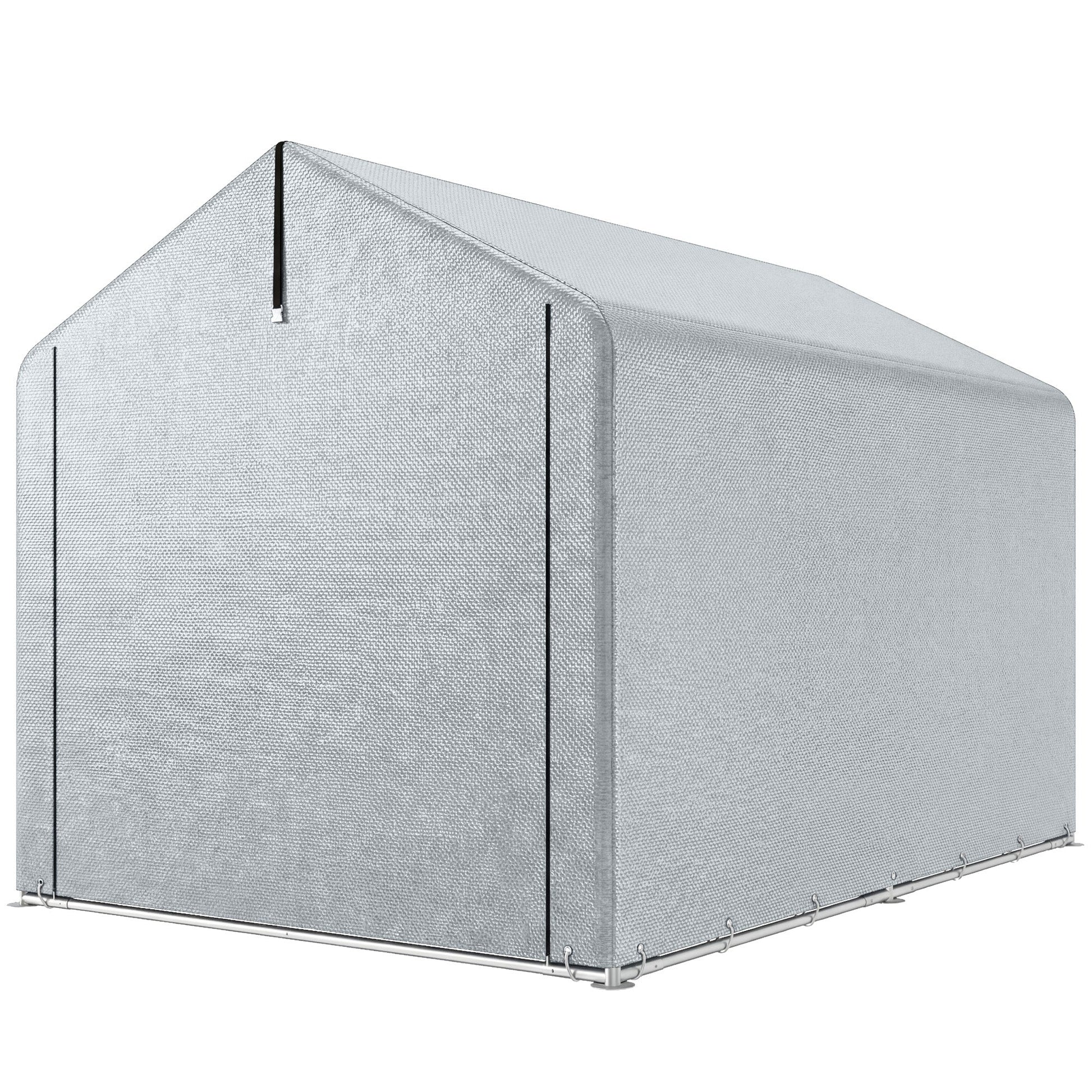 7' x 5' Portable Shed, Waterproof Bike Tent with Roll-up Zipper Door and Galvanized Steel Frame, Outdoor Storage Shed for Bike, Firewood, Garden Tools, Light Grey
