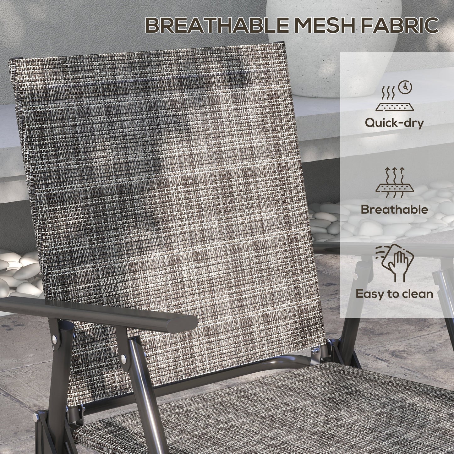 Outdoor 4 Pieces Patio Furniture Set with Foldable Armchairs and Loveseat, Small Patio Coffee Set with Glass Top Table for Backyard Lawn Porch Garden Balcony, Mixed Grey