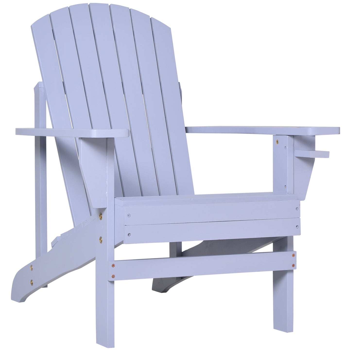 Classic Adirondack Chair Muskoka Chair, Garden Deck Chair with Cup Holder for Patio, Indoor, Backyard, Grey