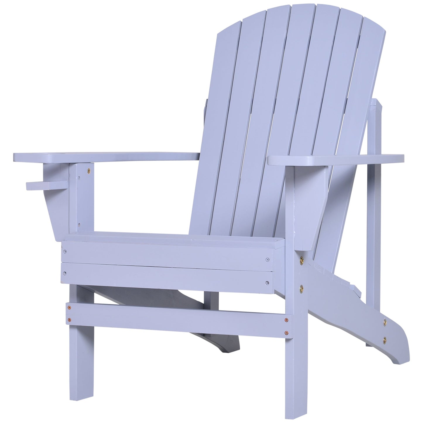 Classic Adirondack Chair Muskoka Chair, Garden Deck Chair with Cup Holder for Patio, Indoor, Backyard, Grey