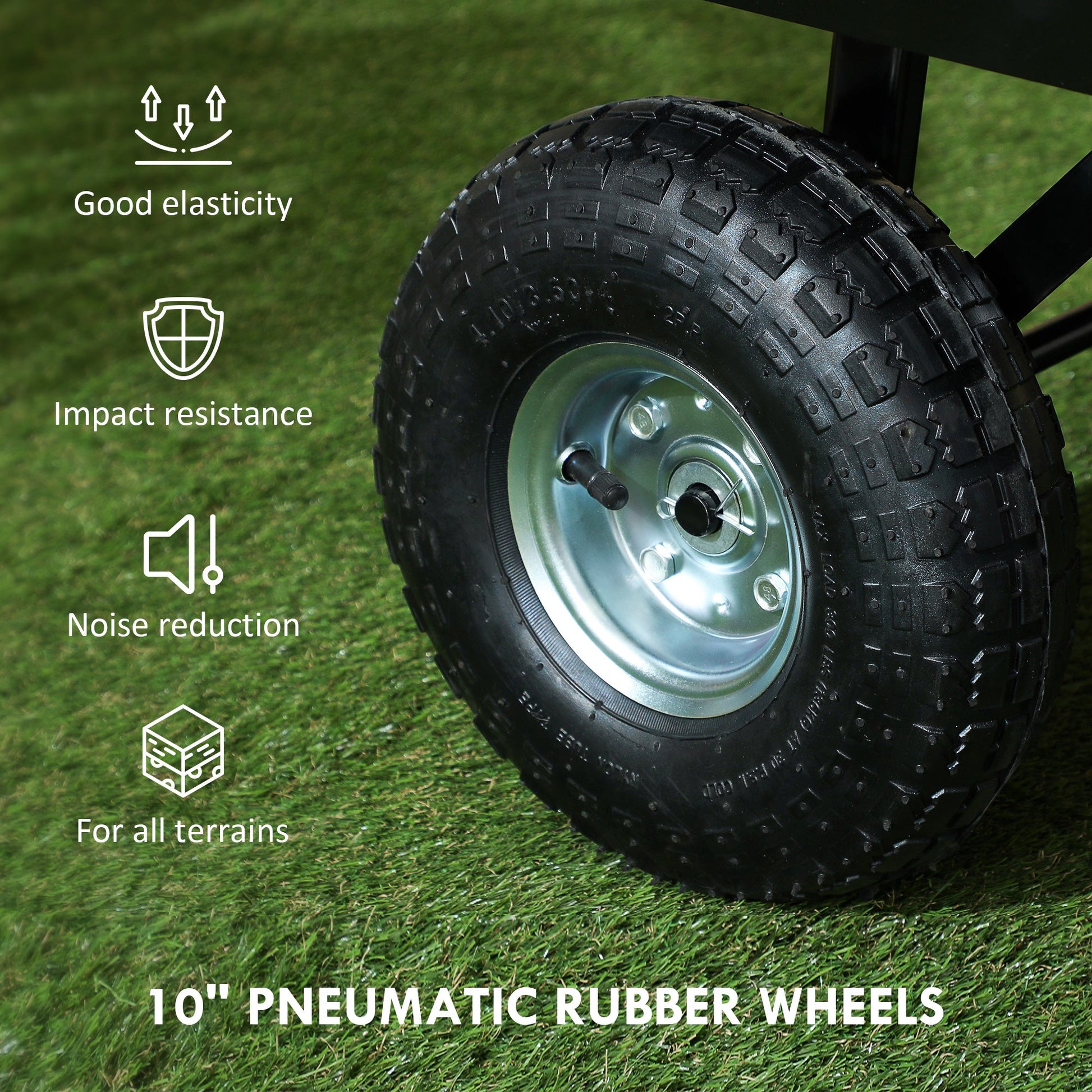 Heavy Duty Garden Cart, 660lbs Capacity Utility Wagon Cart with Removable Liner, Quick-Release Sides, 10" Pneumatic Wheels, 180° Rotating Handle for Beach Lawn Yard