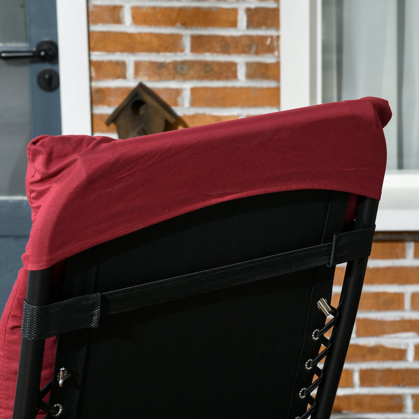 Reclining Zero Gravity Chair with Adjustable Backrest, Folding Garden Sun Lounger with Removable Cushion and Headrest, Set of 2, Wine Red