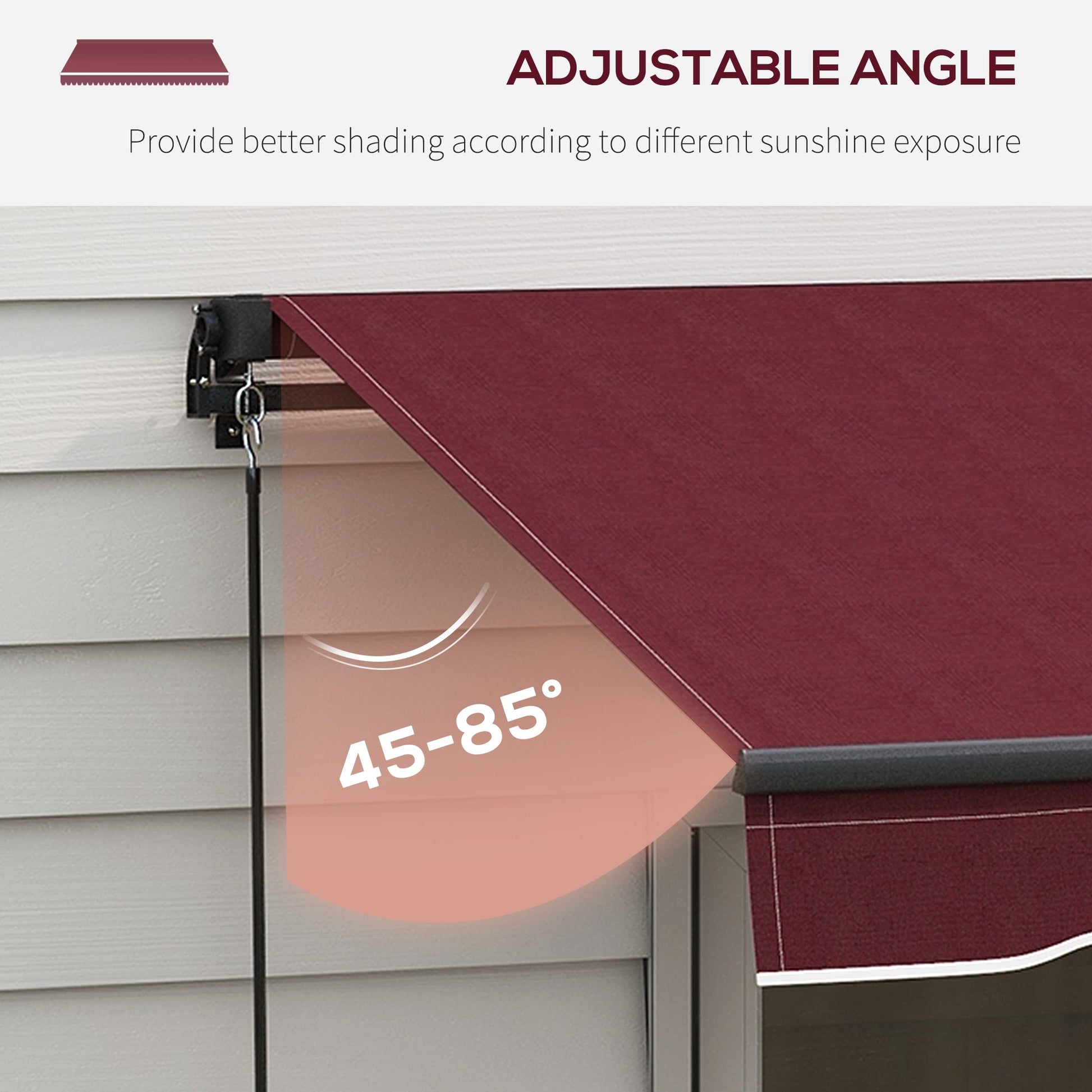  13' x 10' Retractable Awning, Patio Awning Sunshade Shelter with Manual Crank Handle, 280gsm UV Resistant Fabric and Aluminum Frame, for Balcony, Yard, Wine Red
