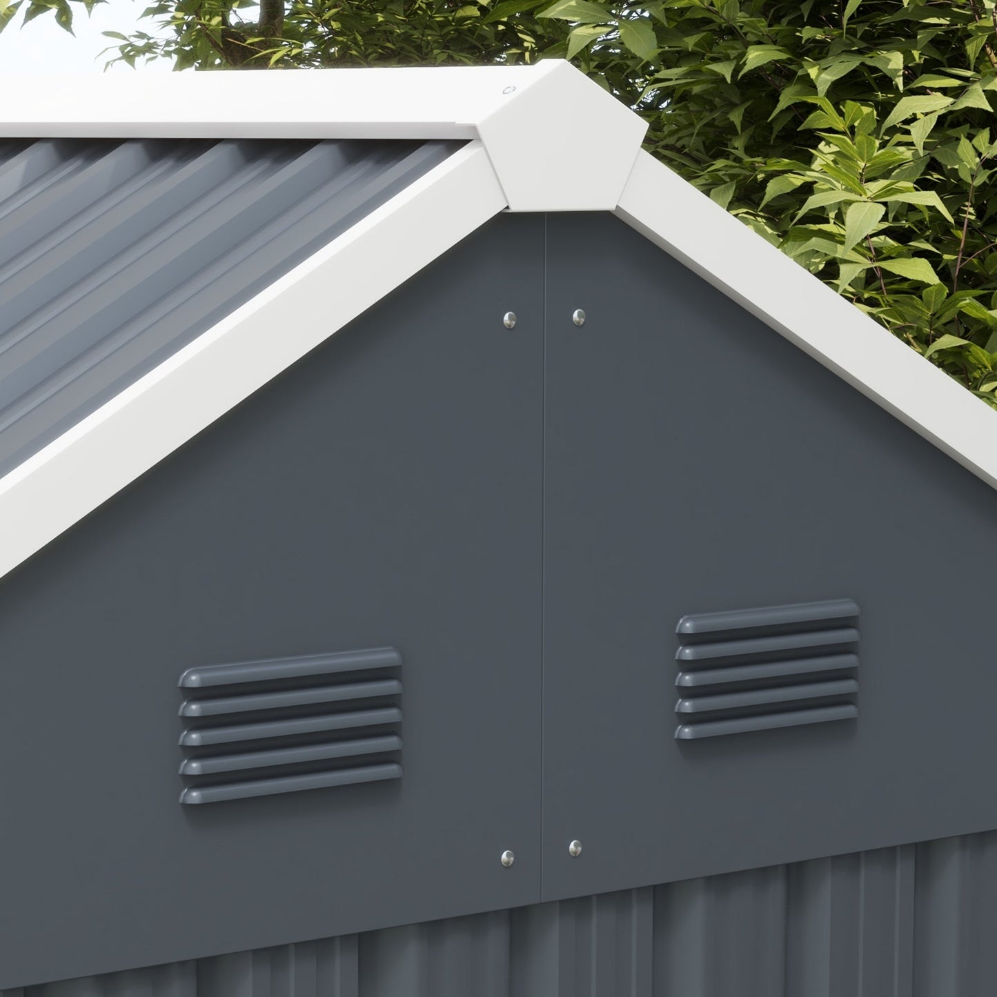 7' x 5.5' Outdoor Storage Shed, Metal Garden Shed Storage House with Window, Lockable Door, Vents, for Backyard, Patio, Lawn, Dark Grey