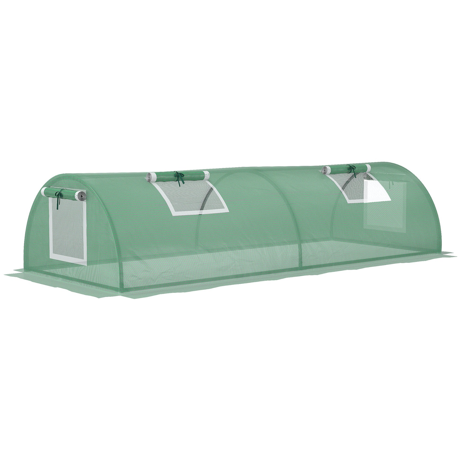 7' x 3' x 2' Portable Mini Greenhouse, Tunnel Growing Tent Plants Flower Warm House with 5 Mesh Windows and Steel Frame, for Garden, Patio, Backyard, Green