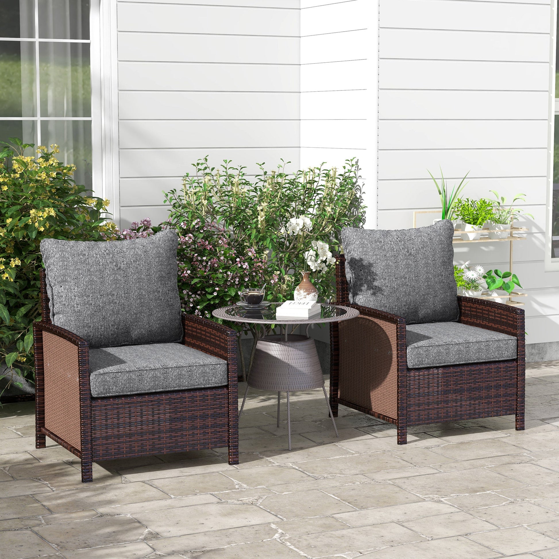 4-Piece Patio Chair Cushions Pillows with Backrest, Seat Replacement Patio Cushions Set for Indoor Outdoor Garden Furniture, Grey