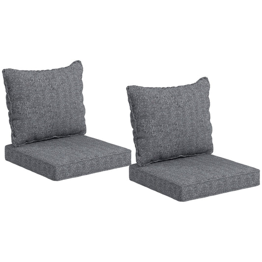 4-Piece Patio Chair Cushions Pillows with Backrest, Seat Replacement Patio Cushions Set for Indoor Outdoor Garden Furniture, Grey
