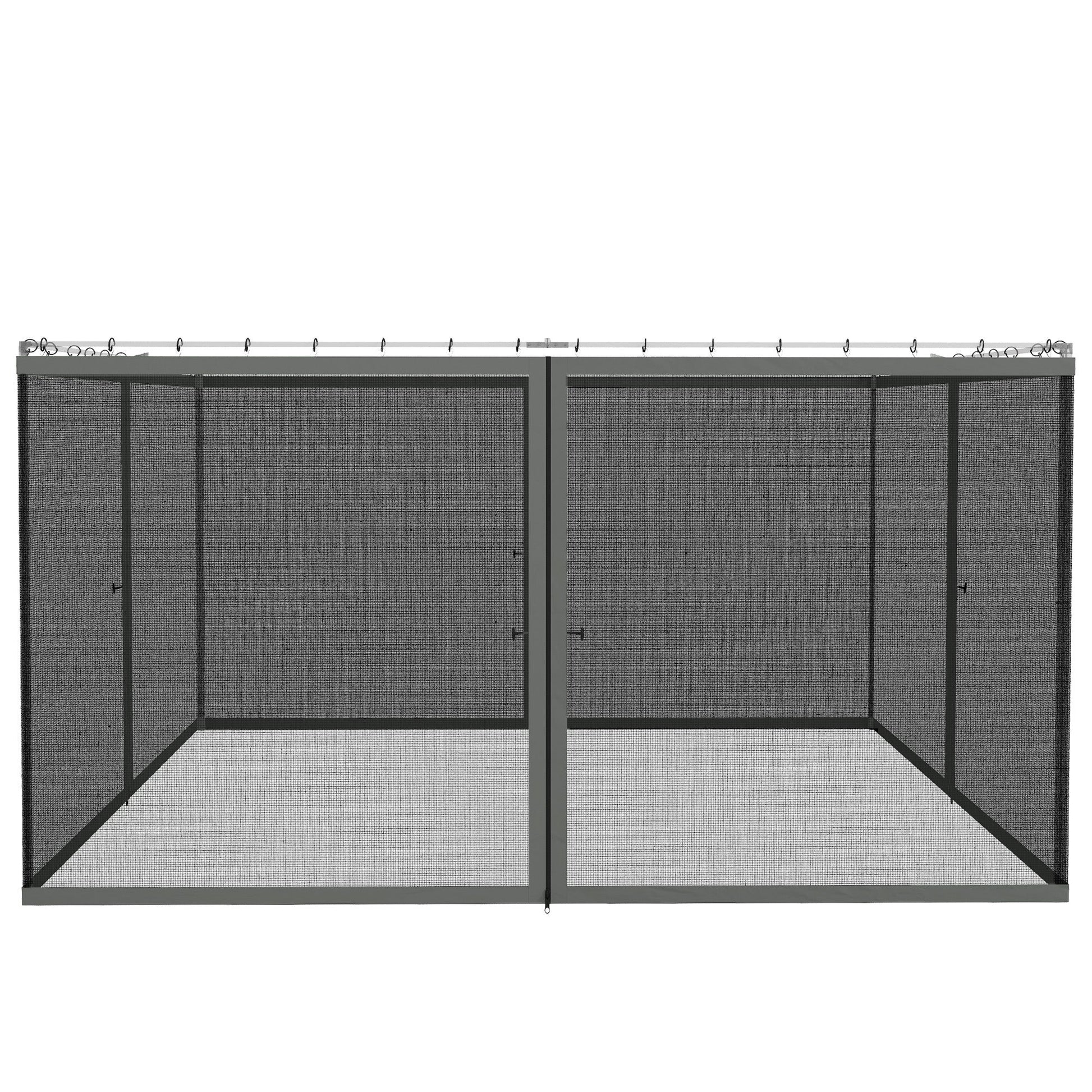 Replacement Mosquito Netting for Gazebo 10' x 13' Black Screen Walls for Canopy with Zippers for Parties and Outdoor Activities, Dark Grey