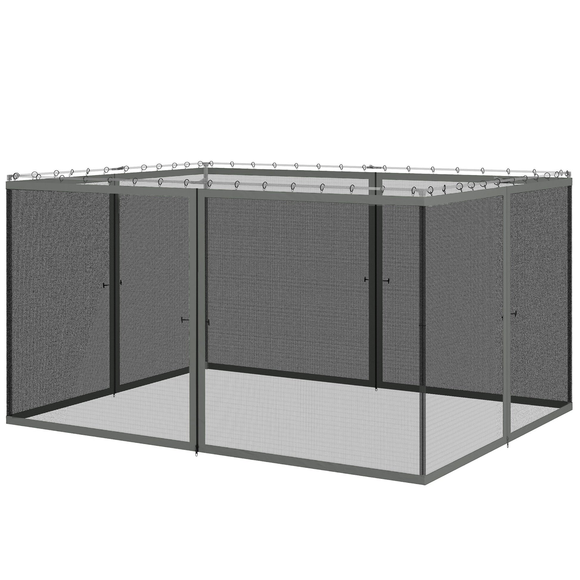 Replacement Mosquito Netting for Gazebo 10' x 13' Black Screen Walls for Canopy with Zippers for Parties and Outdoor Activities, Dark Grey