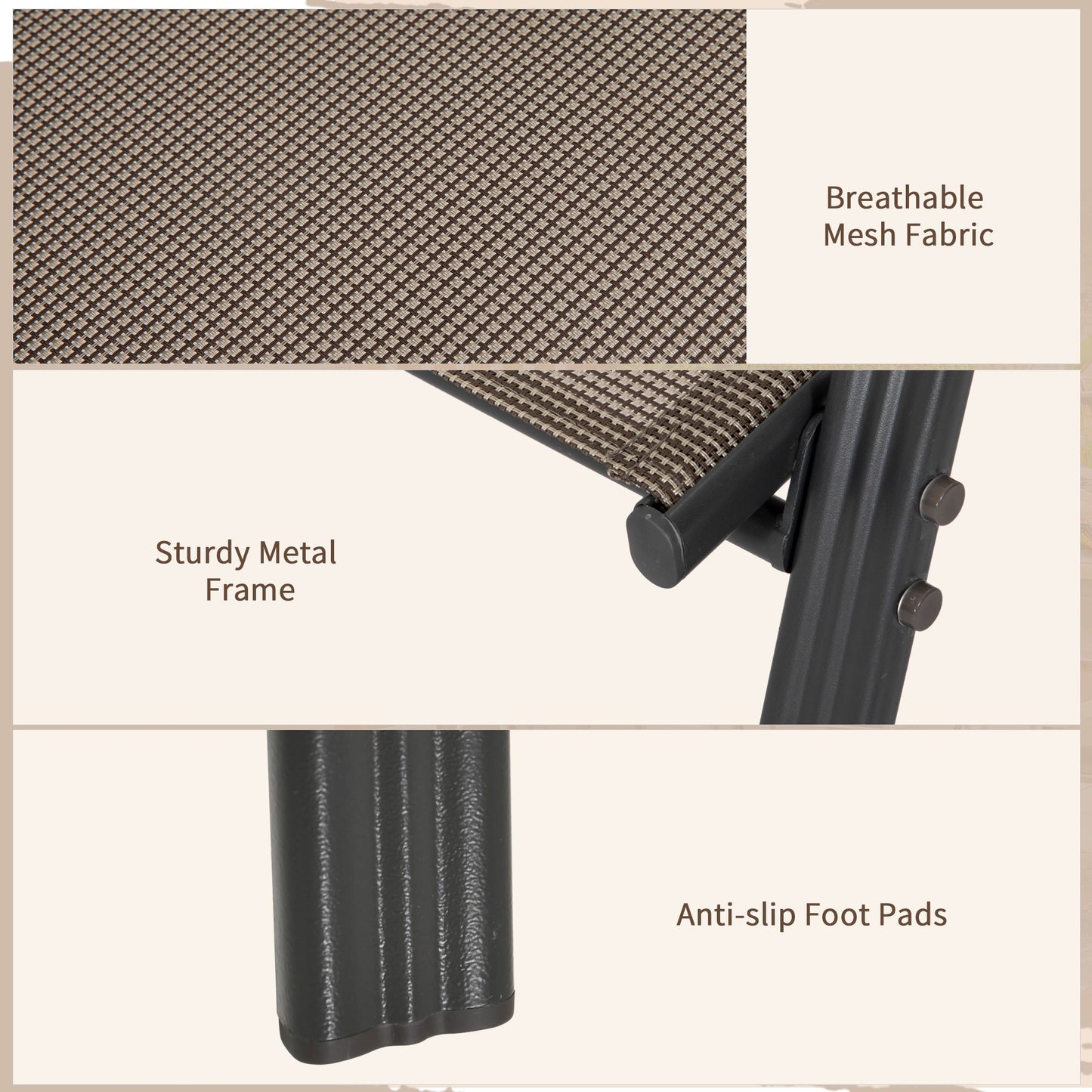 Set of 4 Outdoor Dining Chairs, Heavy Duty Stackable Patio Dining Set with Mesh Seat and Armrests for Balcony Garden, Grey