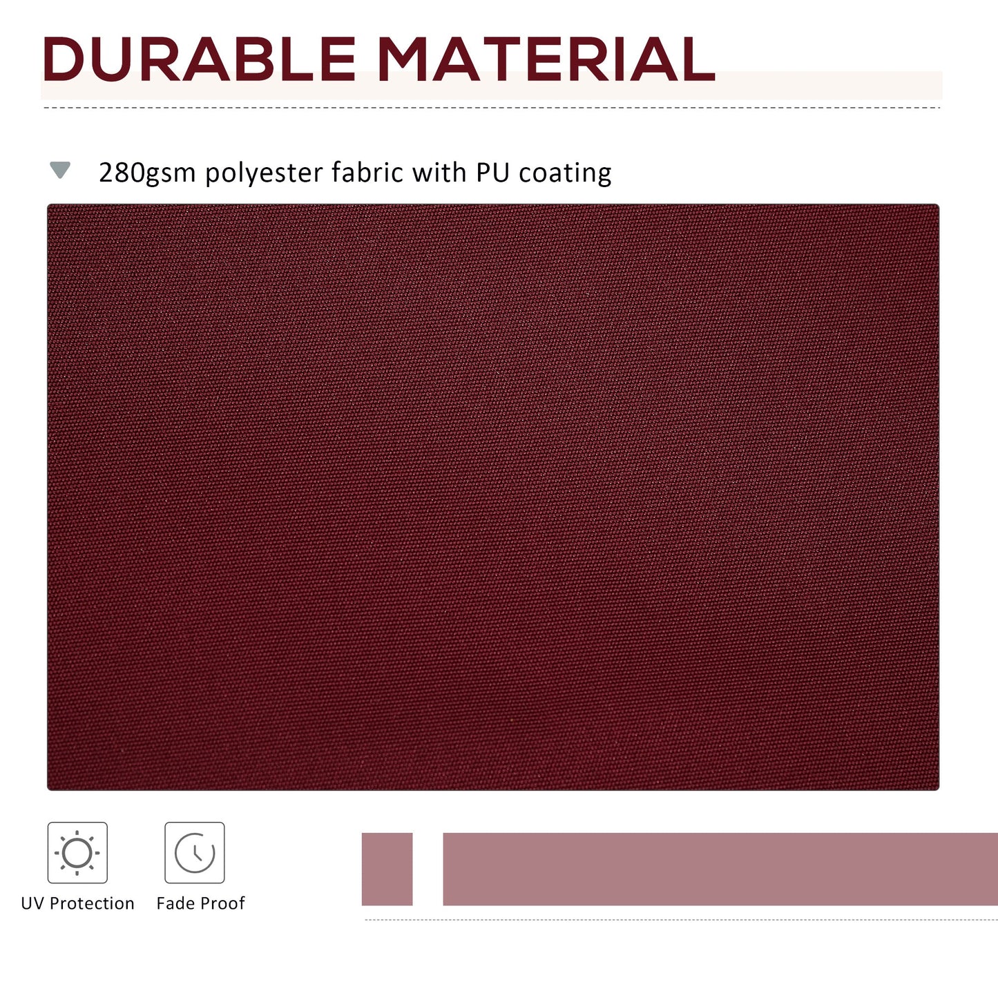 9' x 8' Retractable Awning Fabric Replacement Outdoor Sunshade Canopy Awning Cover, UV Protection, Wine Red