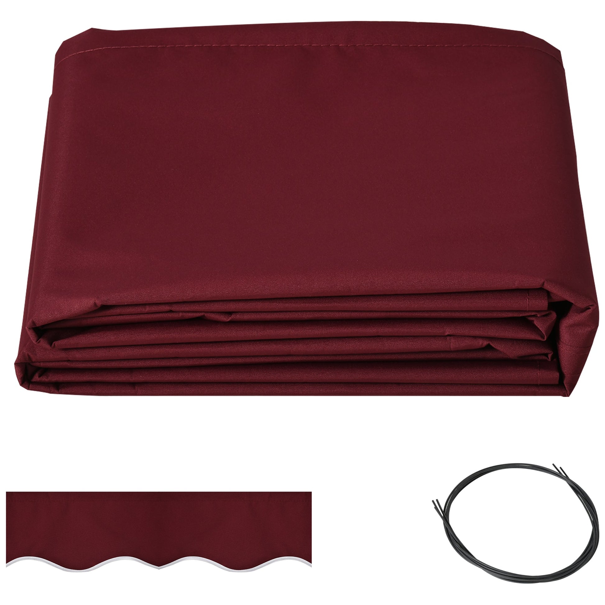 9' x 8' Retractable Awning Fabric Replacement Outdoor Sunshade Canopy Awning Cover, UV Protection, Wine Red