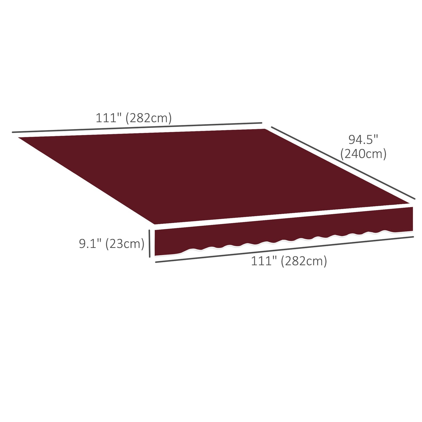 9' x 8' Retractable Awning Fabric Replacement Outdoor Sunshade Canopy Awning Cover, UV Protection, Wine Red