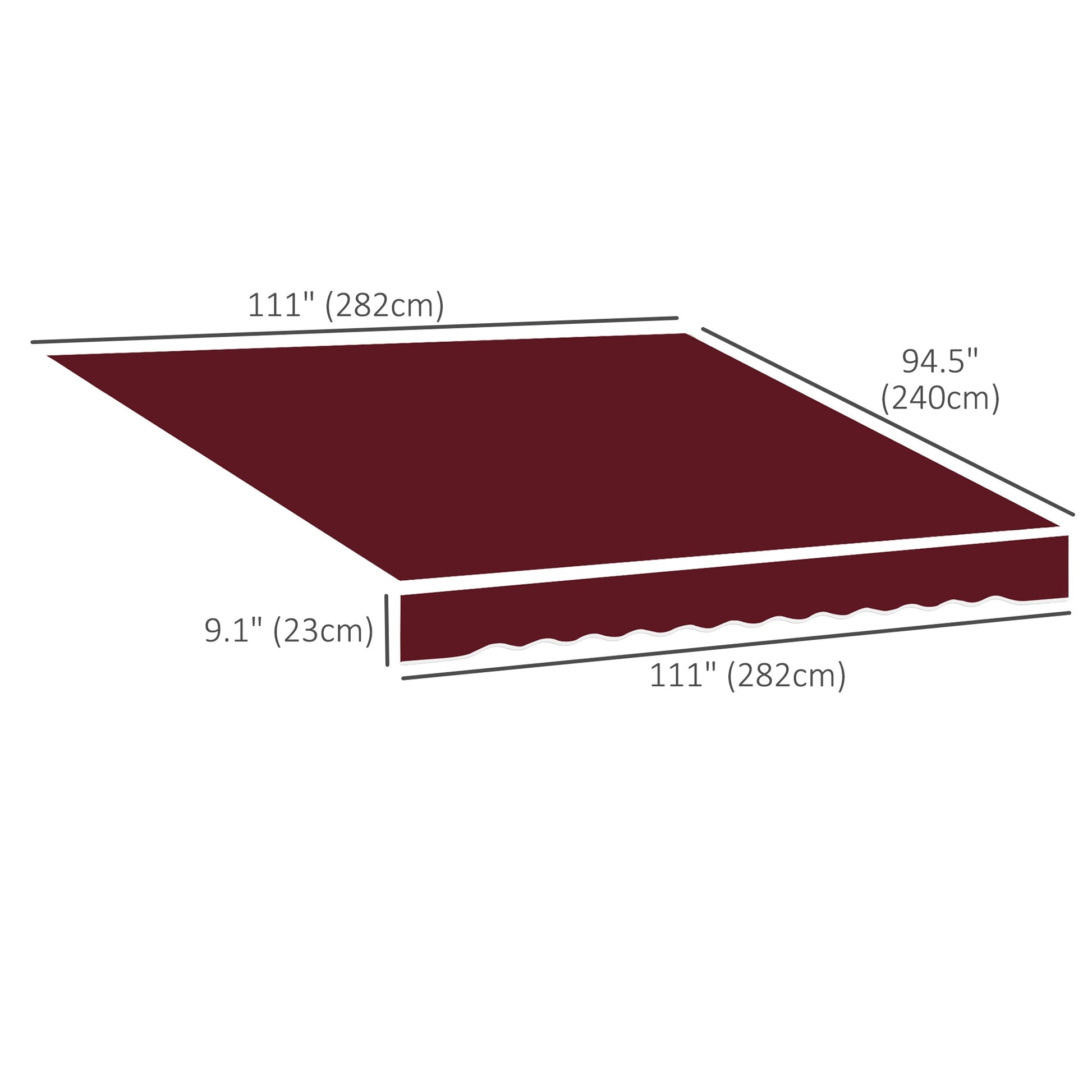 9' x 8' Retractable Awning Fabric Replacement Outdoor Sunshade Canopy Awning Cover, UV Protection, Wine Red