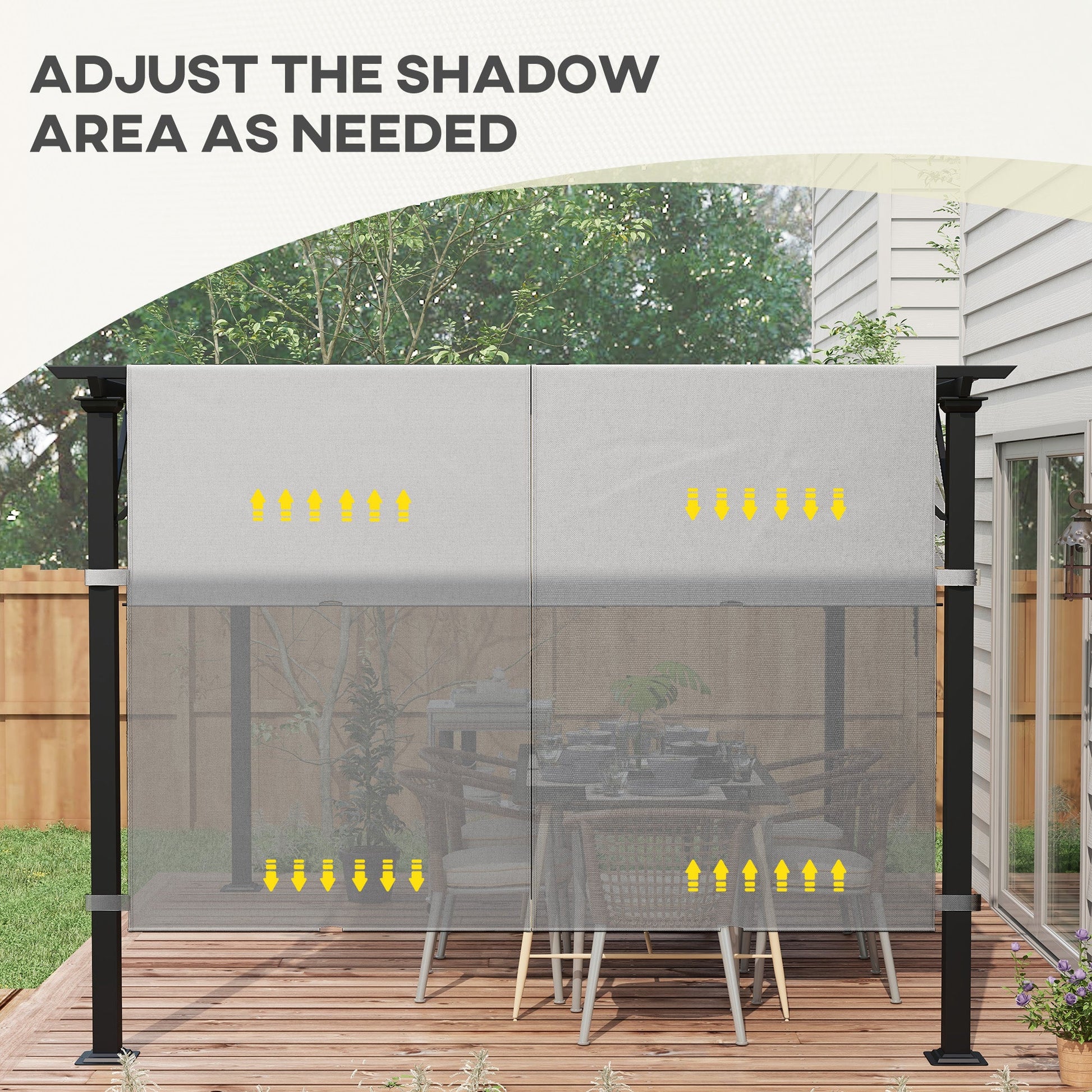2 Pcs 16 x 4ft Pergola Canopy Replacement, UV Protection Pergola Shade Cover, Easy to Install, for 10 x 10ft Pergola, Light Grey
