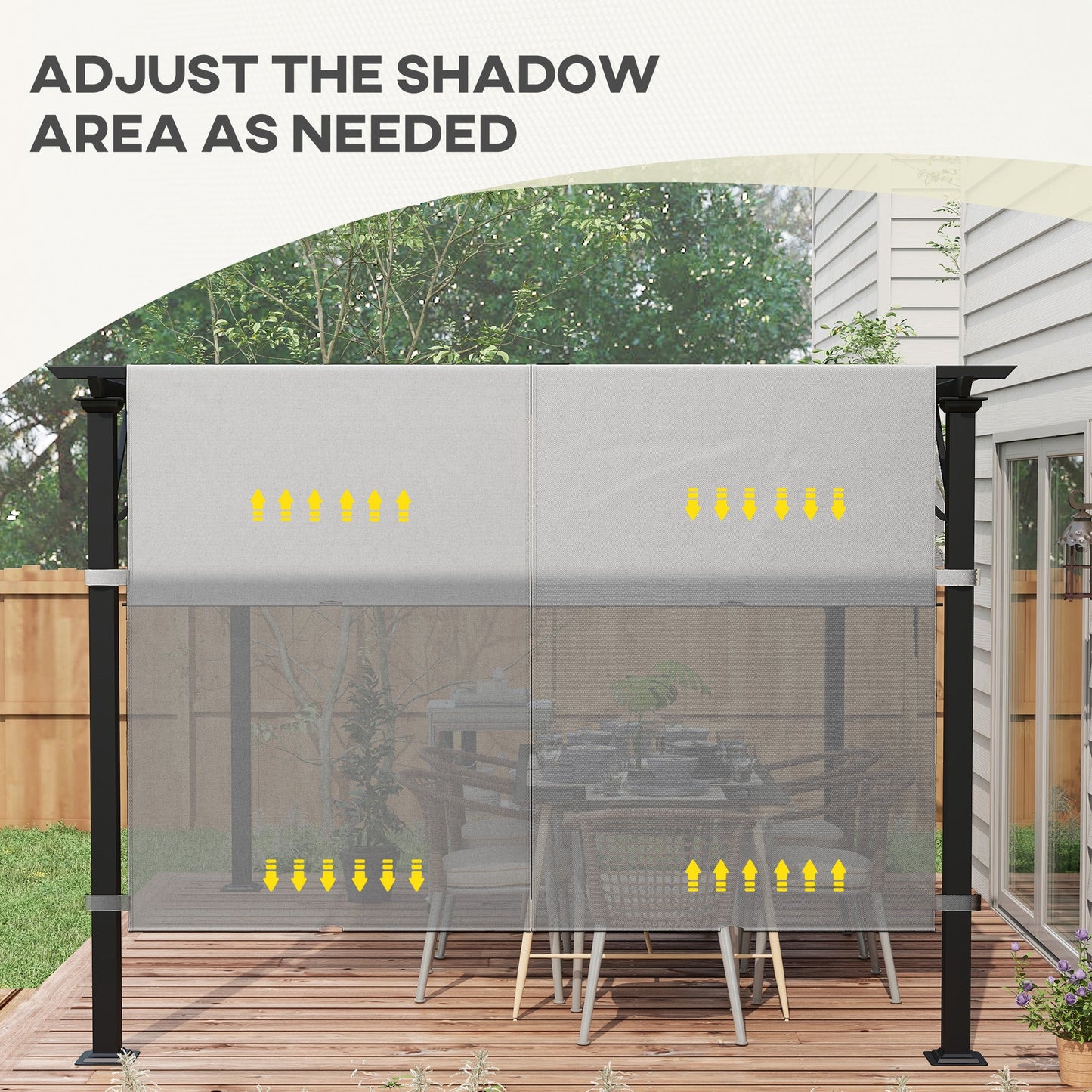 2 Pcs 16 x 4ft Pergola Canopy Replacement, UV Protection Pergola Shade Cover, Easy to Install, for 10 x 10ft Pergola, Light Grey