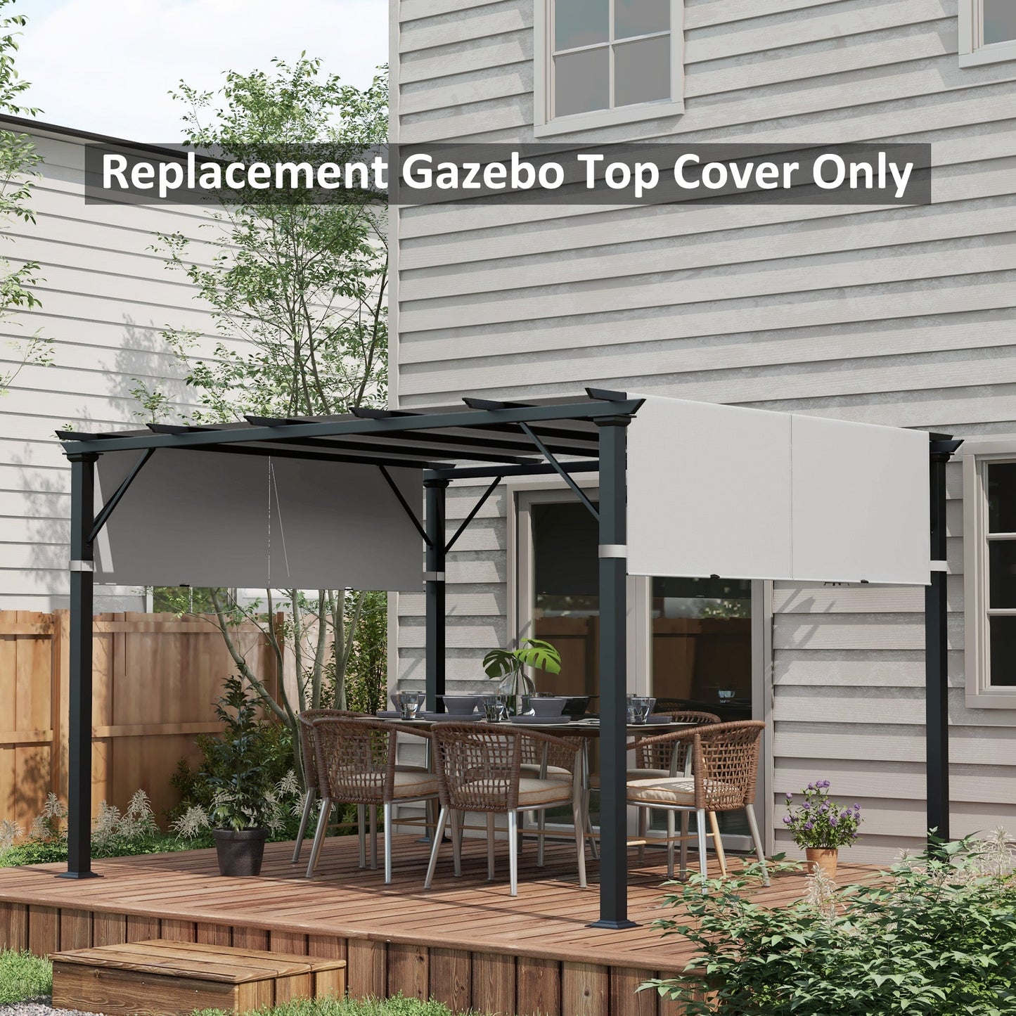 2 Pcs 16 x 4ft Pergola Canopy Replacement, UV Protection Pergola Shade Cover, Easy to Install, for 10 x 10ft Pergola, Light Grey