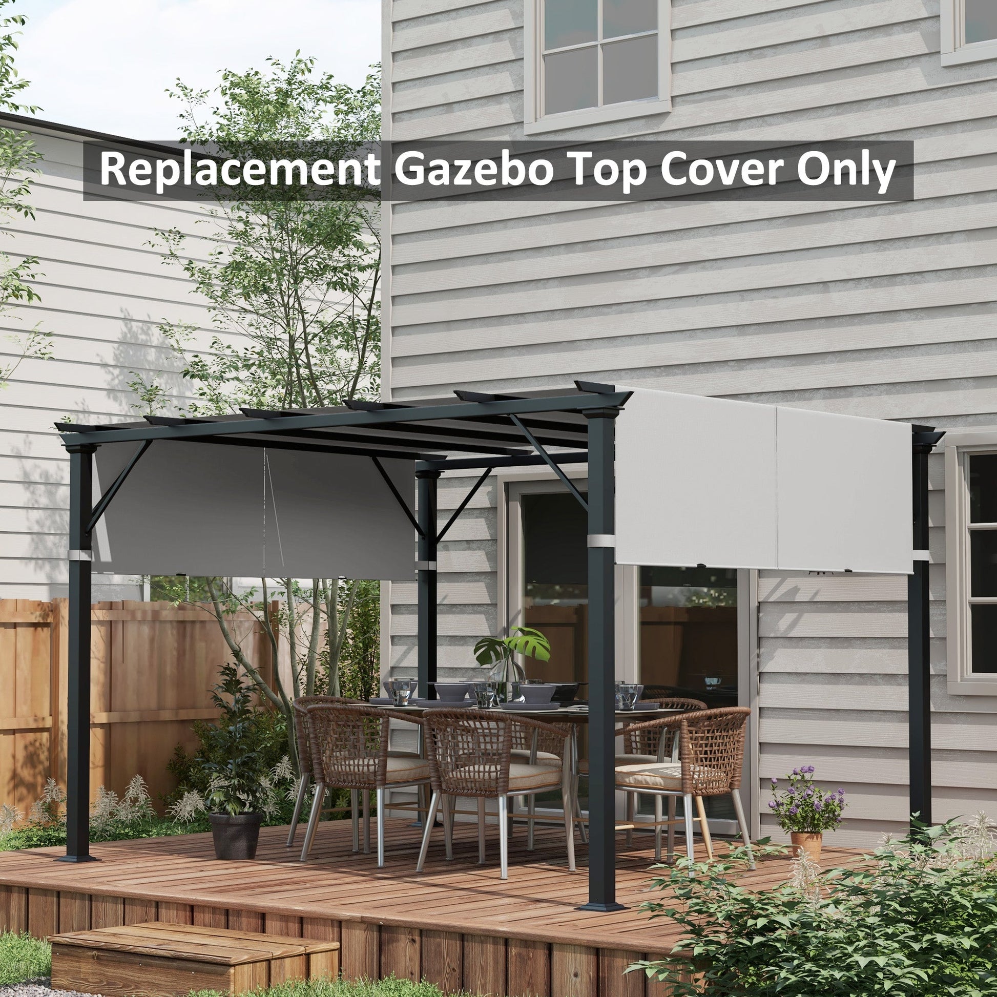2 Pcs 16 x 4ft Pergola Canopy Replacement, UV Protection Pergola Shade Cover, Easy to Install, for 10 x 10ft Pergola, Light Grey