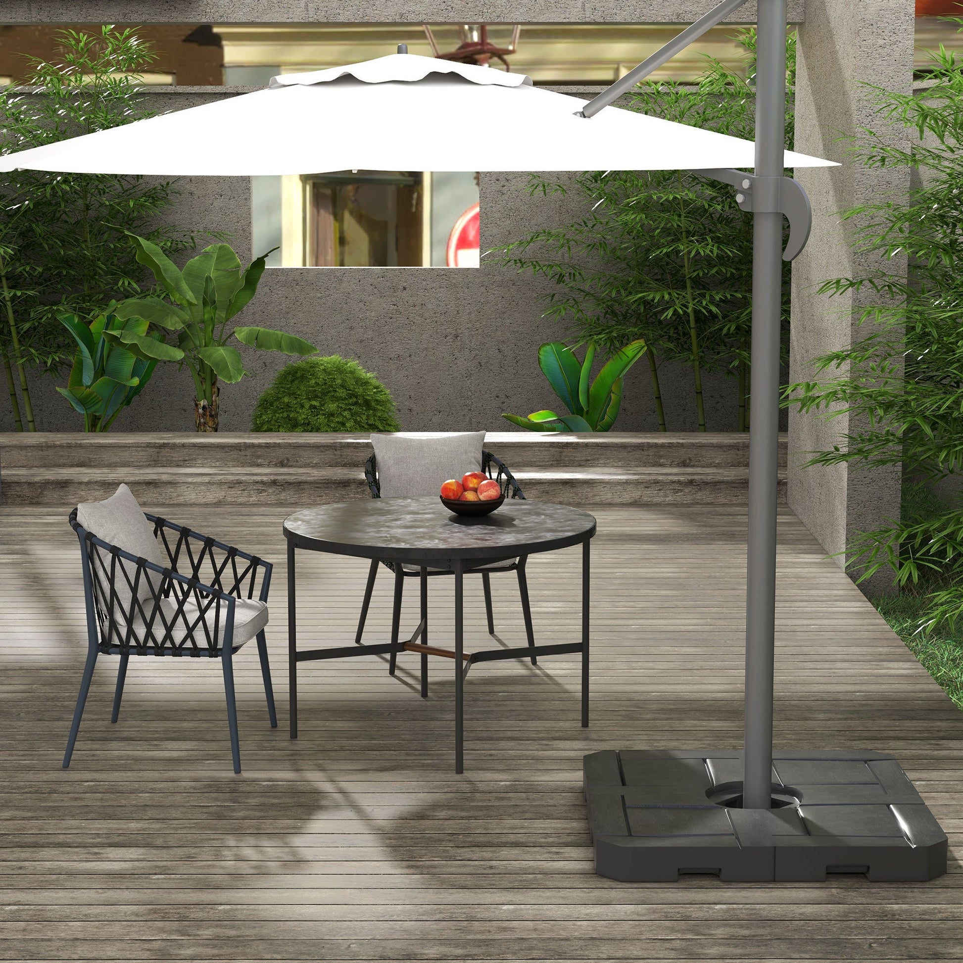 4PCs Cantilever Umbrella Base Weights for Offset Parasol, HDPE Water or Sand Filled Patio Umbrella Weights for Cross Base Stand with Built-in Handles, Black