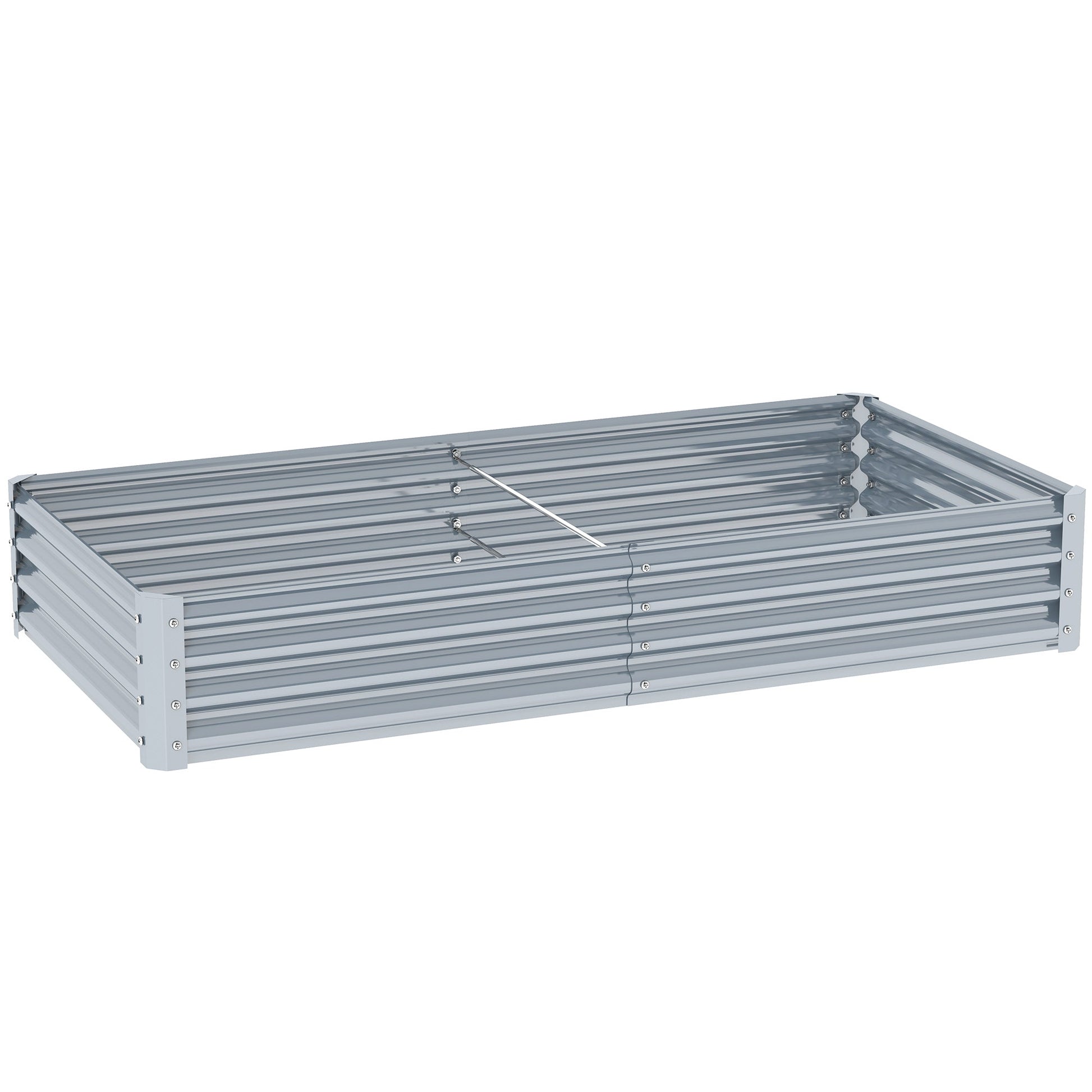 Galvanized Raised Garden Bed, 6 x 3 x 1 FT Rectangular Planter Box, Reinforced Outdoor Raised Bed with Open Bottom for Vegetables, Flowers, Herbs, Silver