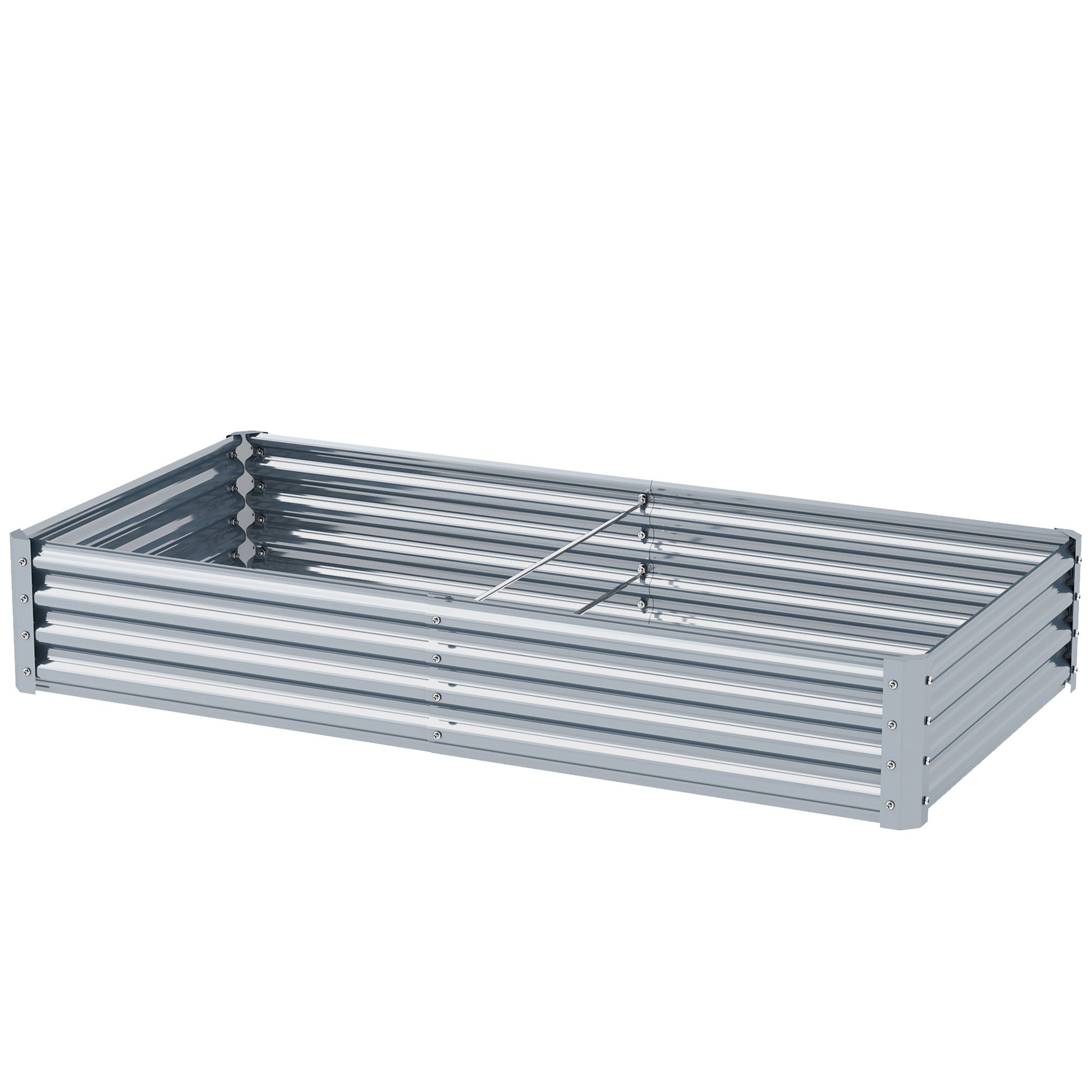 Galvanized Raised Garden Bed, 6 x 3 x 1 FT Rectangular Planter Box, Reinforced Outdoor Raised Bed with Open Bottom for Vegetables, Flowers, Herbs, Silver