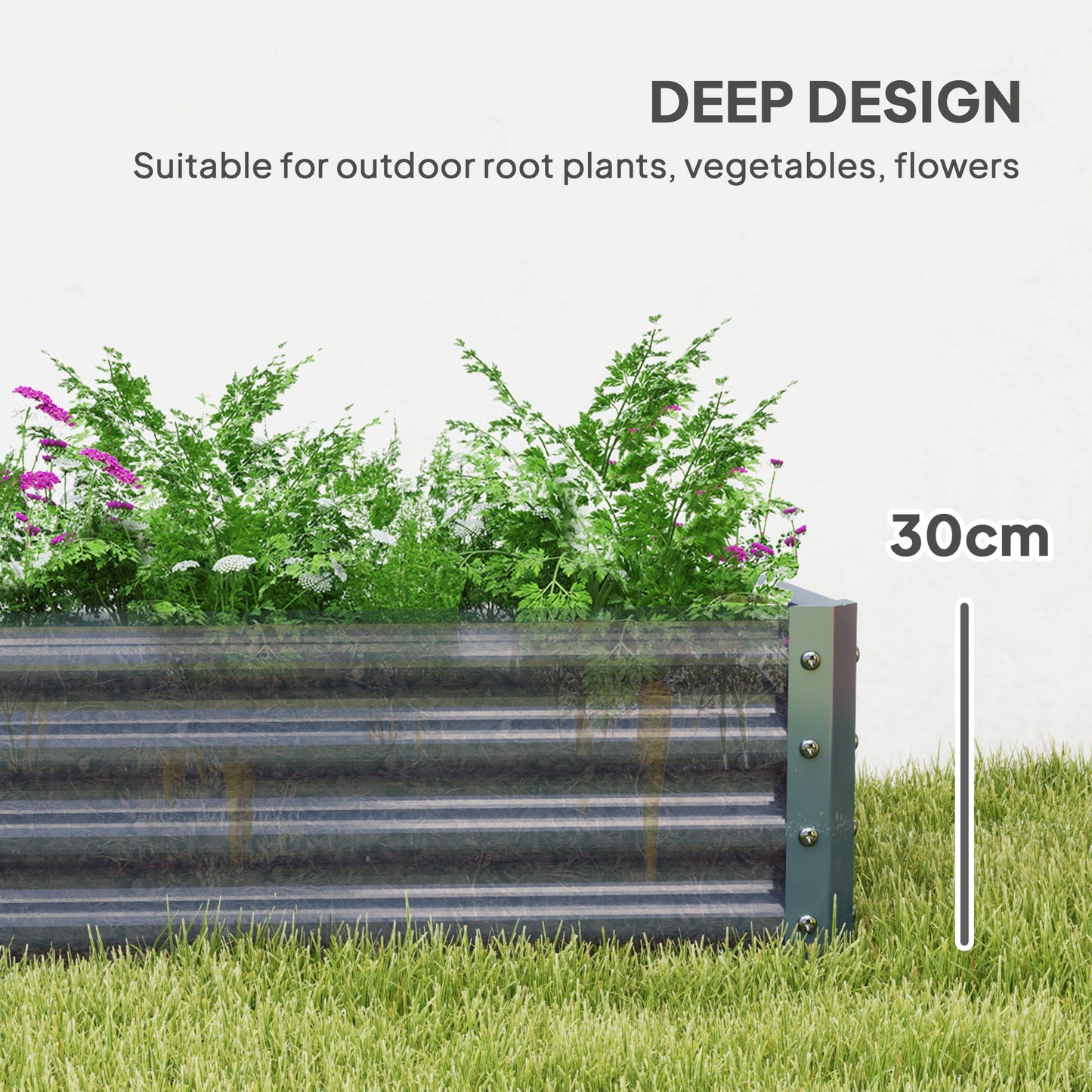 Galvanized Raised Garden Bed, 6 x 3 x 1 FT Rectangular Planter Box, Reinforced Outdoor Raised Bed with Open Bottom for Vegetables, Flowers, Herbs, Silver
