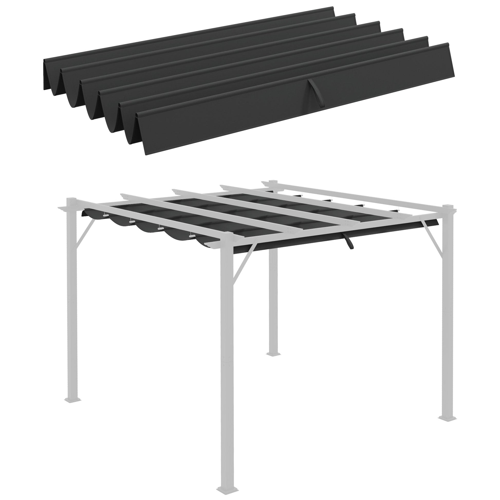 Retractable Replacement Pergola Canopy for 10' x 10' Pergola, Pergola Cover Replacement, Dark Grey