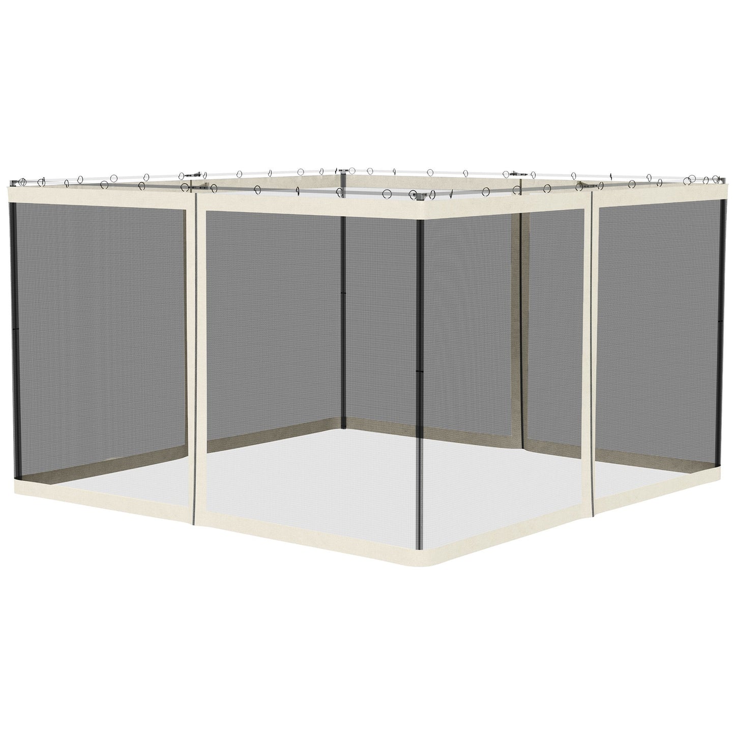 Replacement Mosquito Netting for Gazebo 10' x 12' Black Screen Walls for Canopy with Zippers for Parties and Outdoor Activities, White