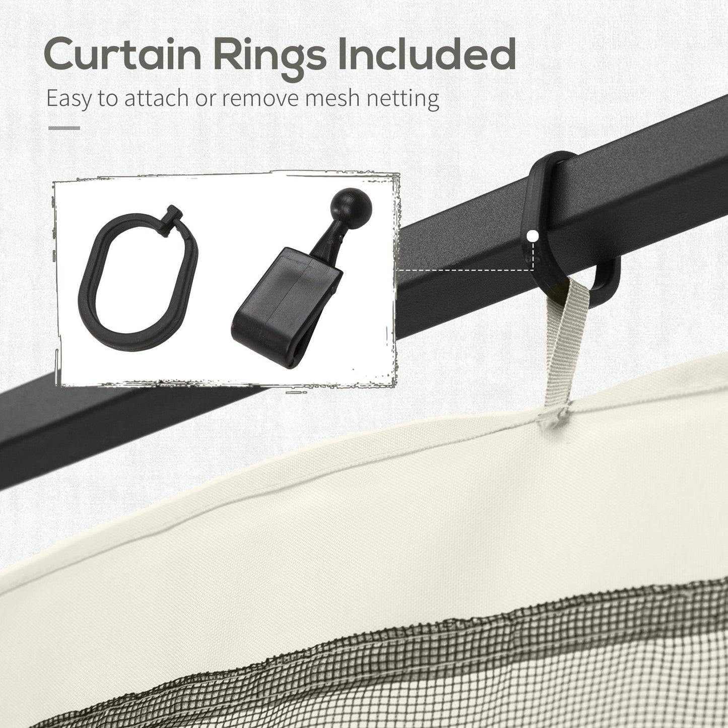 Replacement Mosquito Netting for Gazebo 10' x 12' Black Screen Walls for Canopy with Zippers for Parties and Outdoor Activities, White