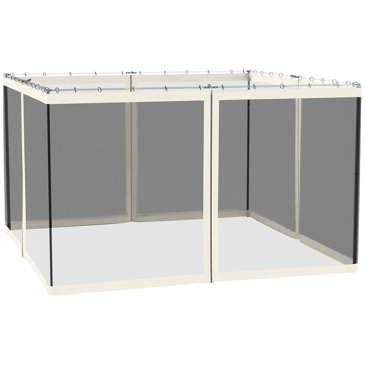 Replacement Mosquito Netting for Gazebo 10' x 12' Black Screen Walls for Canopy with Zippers for Parties and Outdoor Activities, White