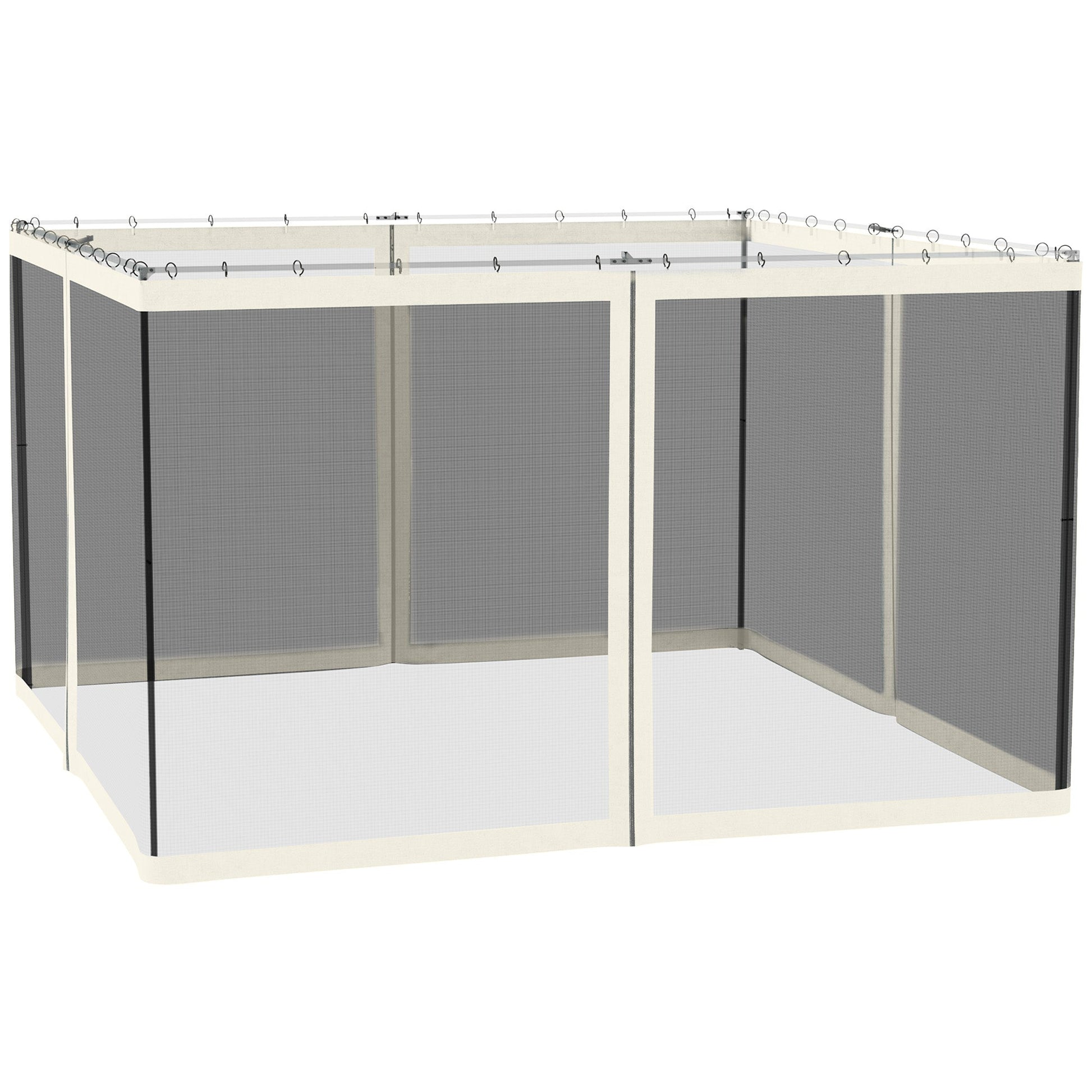 Replacement Mosquito Netting for Gazebo 10' x 12' Black Screen Walls for Canopy with Zippers for Parties and Outdoor Activities, White