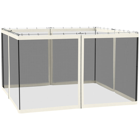 Replacement Mosquito Netting for Gazebo 10' x 12' Black Screen Walls for Canopy with Zippers for Parties and Outdoor Activities, White