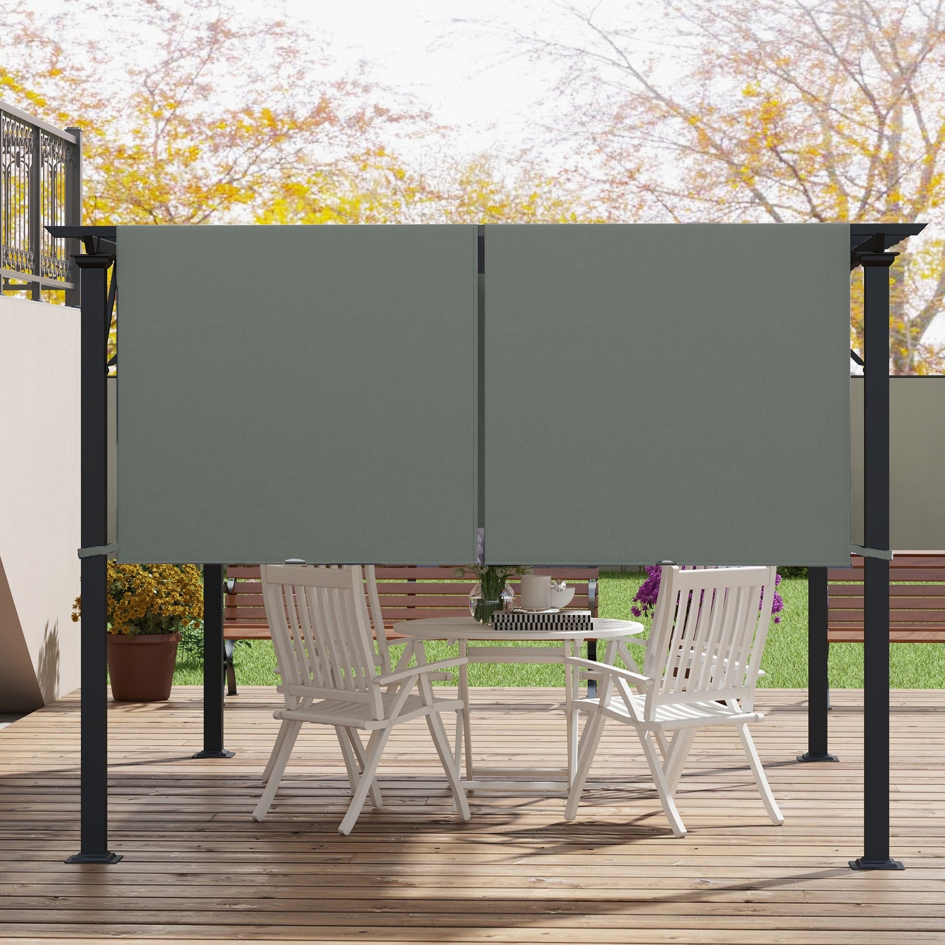 2 Pcs 16 x 4ft Pergola Canopy Replacement, UV Protection Pergola Shade Cover, Easy to Install, for 10 x 10ft Pergola, Dark Grey