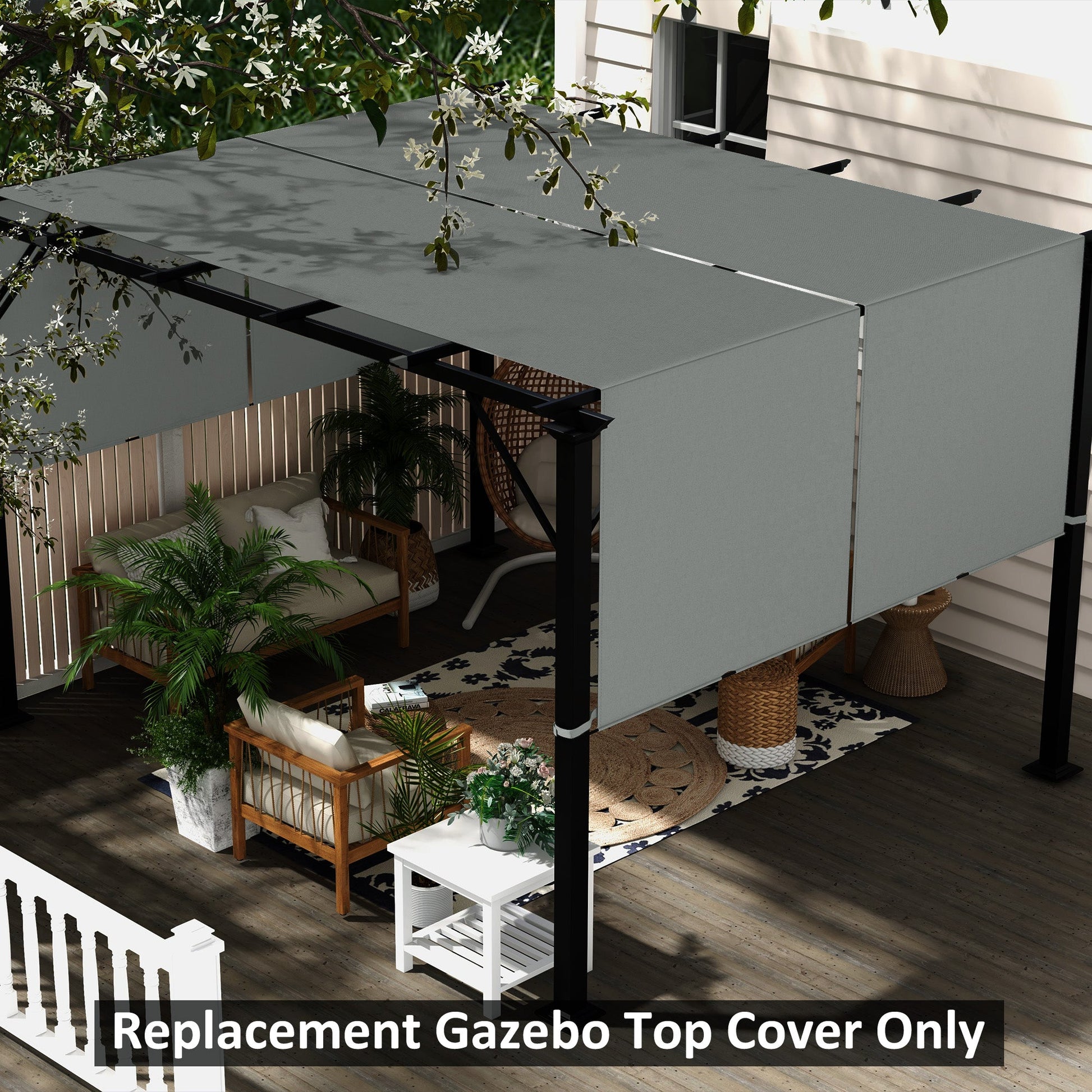 2 Pcs 16 x 4ft Pergola Canopy Replacement, UV Protection Pergola Shade Cover, Easy to Install, for 10 x 10ft Pergola, Dark Grey