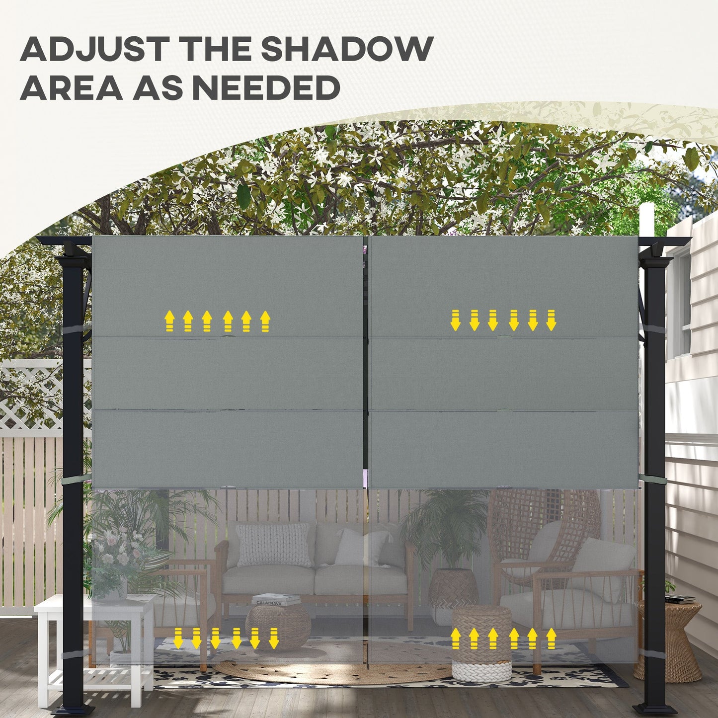 2 Pcs 16 x 4ft Pergola Canopy Replacement, UV Protection Pergola Shade Cover, Easy to Install, for 10 x 10ft Pergola, Dark Grey