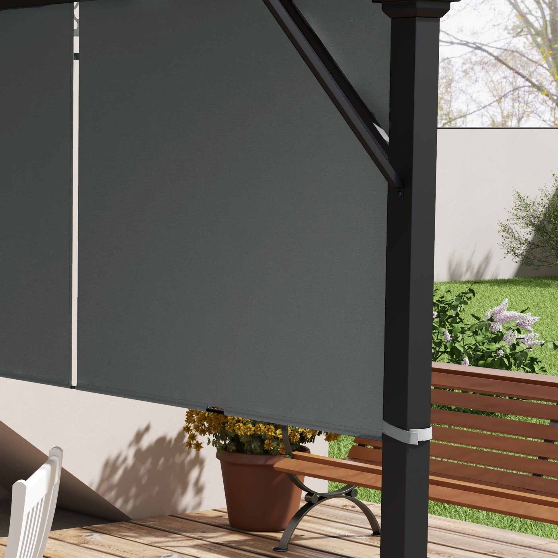 2 Pcs 16 x 4ft Pergola Canopy Replacement, UV Protection Pergola Shade Cover, Easy to Install, for 10 x 10ft Pergola, Dark Grey