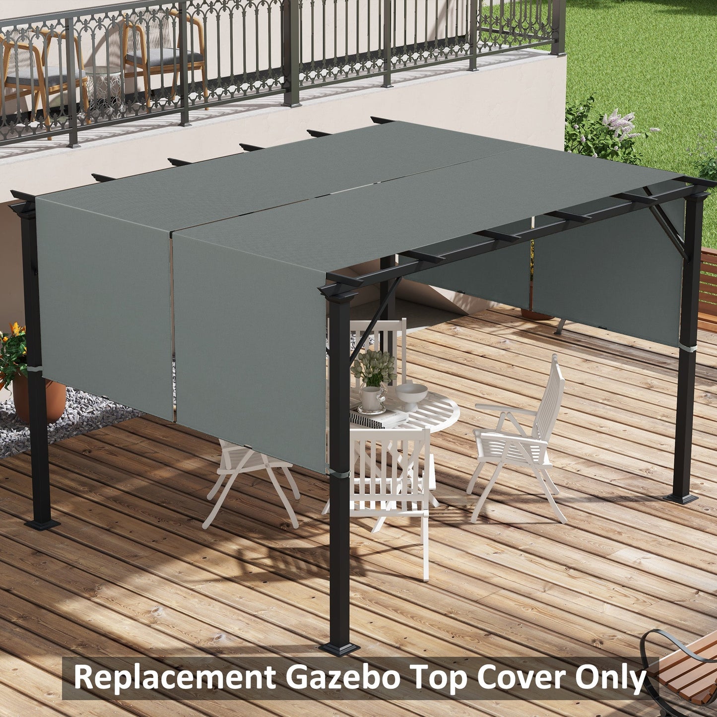 2 Pcs 16 x 4ft Pergola Canopy Replacement, UV Protection Pergola Shade Cover, Easy to Install, for 10 x 10ft Pergola, Dark Grey