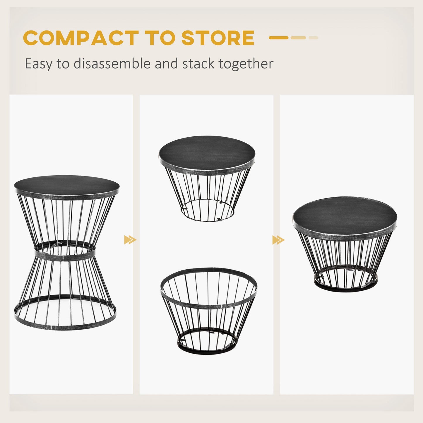 16" Steel Patio Side Table, Garden End Table with Hourglass Design, Accent Table for Outdoor and Indoor Use, Black