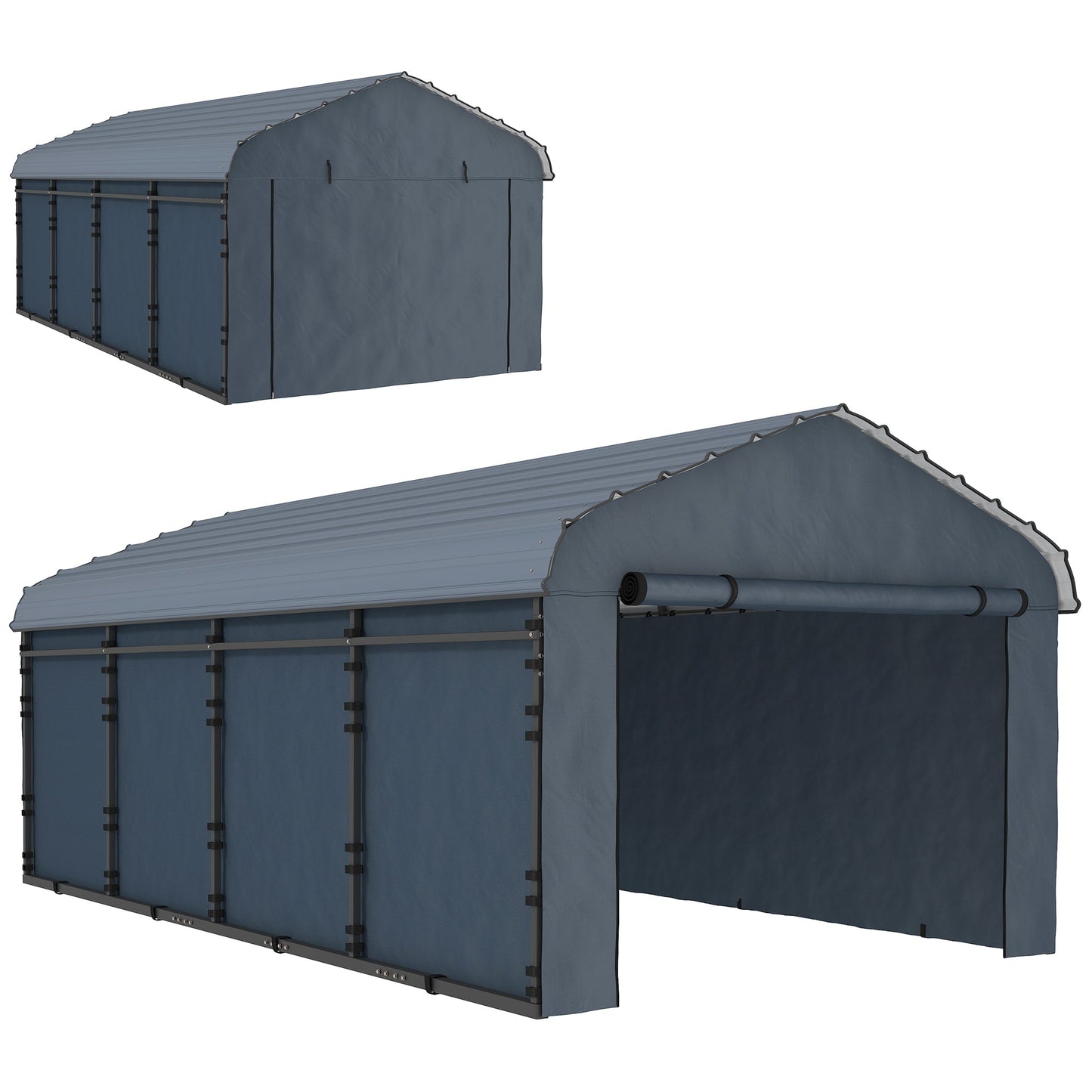 12' x 20' x 8.5' Heavy Duty Metal Carport, Waterproof Car Shelter Garage Canopy with Galvanized Metal Roof and Removable Sidewalls for Cars, Boats, Trucks and Tractors