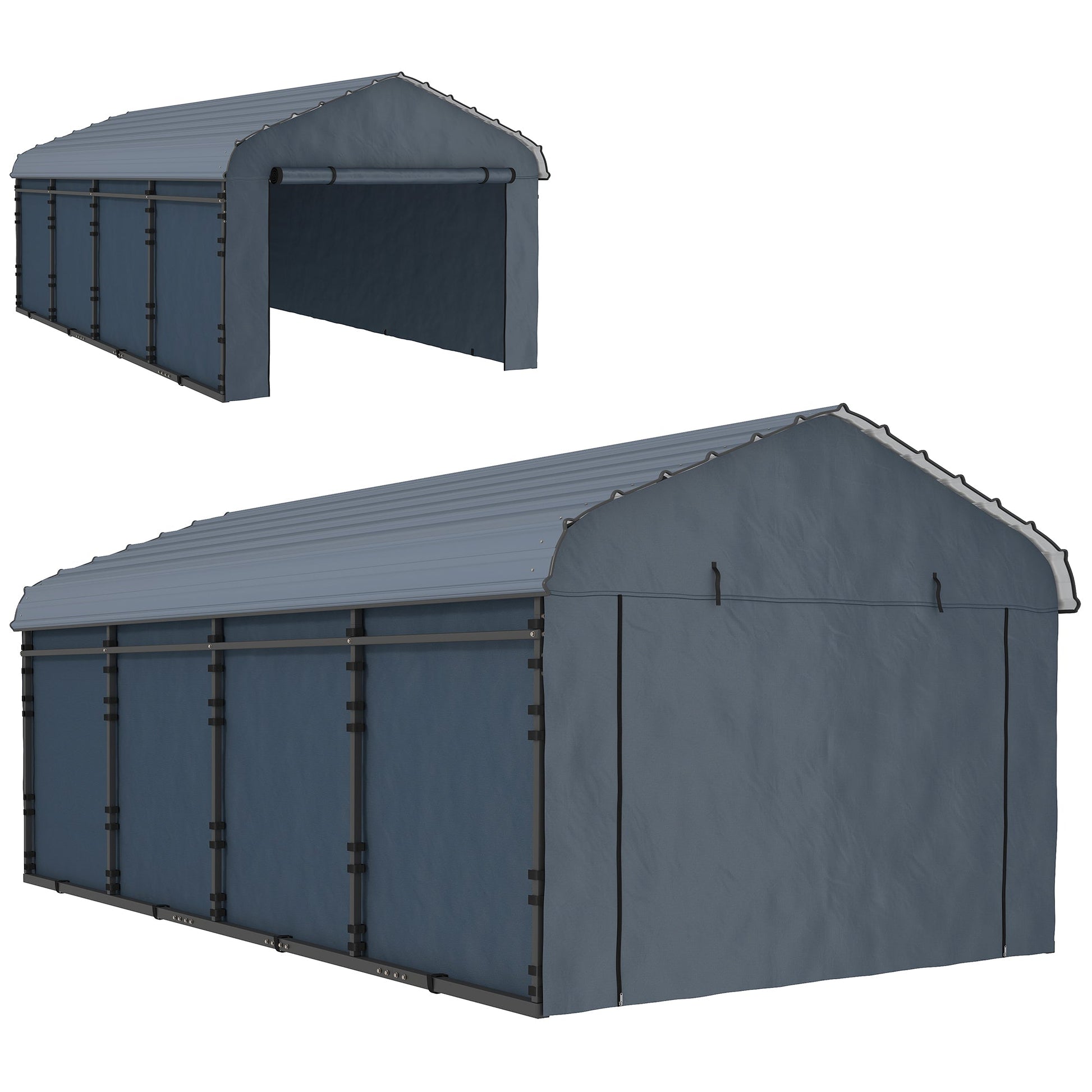 12' x 20' x 8.5' Heavy Duty Metal Carport, Waterproof Car Shelter Garage Canopy with Galvanized Metal Roof and Removable Sidewalls for Cars, Boats, Trucks and Tractors