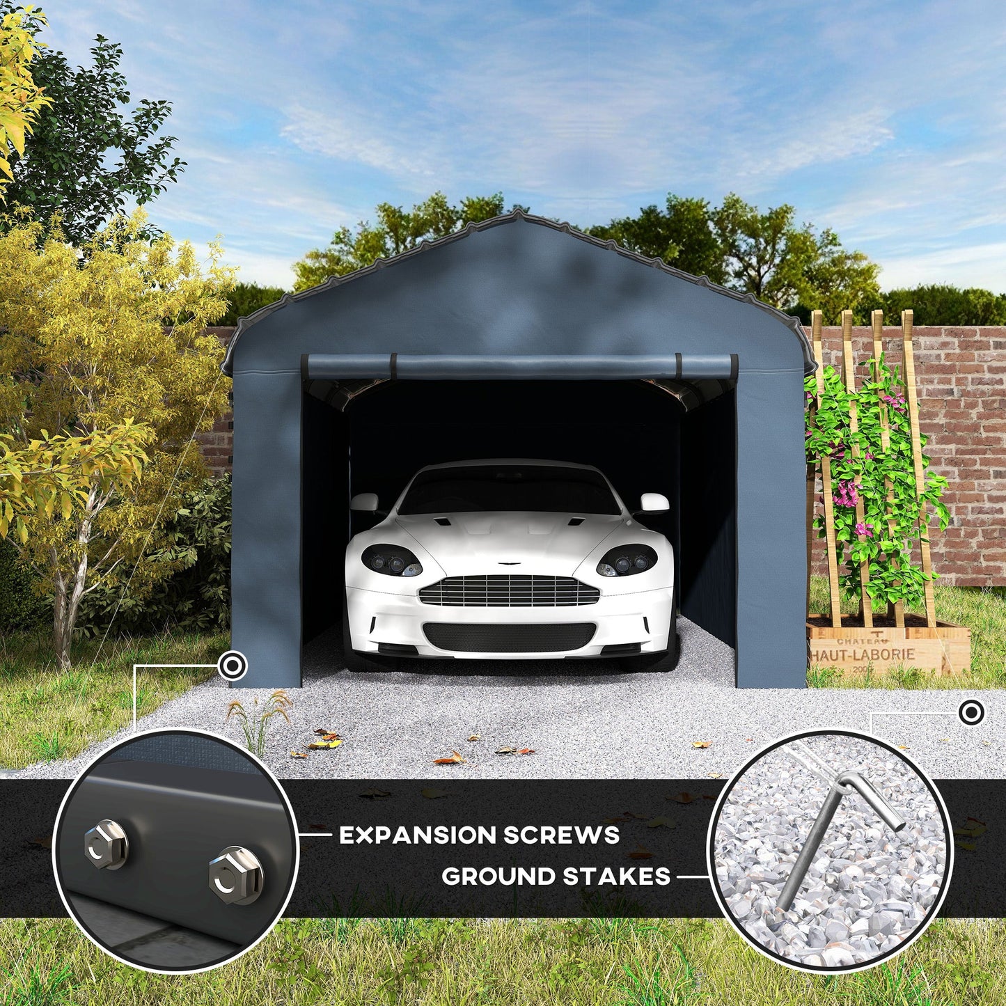12' x 20' x 8.5' Heavy Duty Metal Carport, Waterproof Car Shelter Garage Canopy with Galvanized Metal Roof and Removable Sidewalls for Cars, Boats, Trucks and Tractors