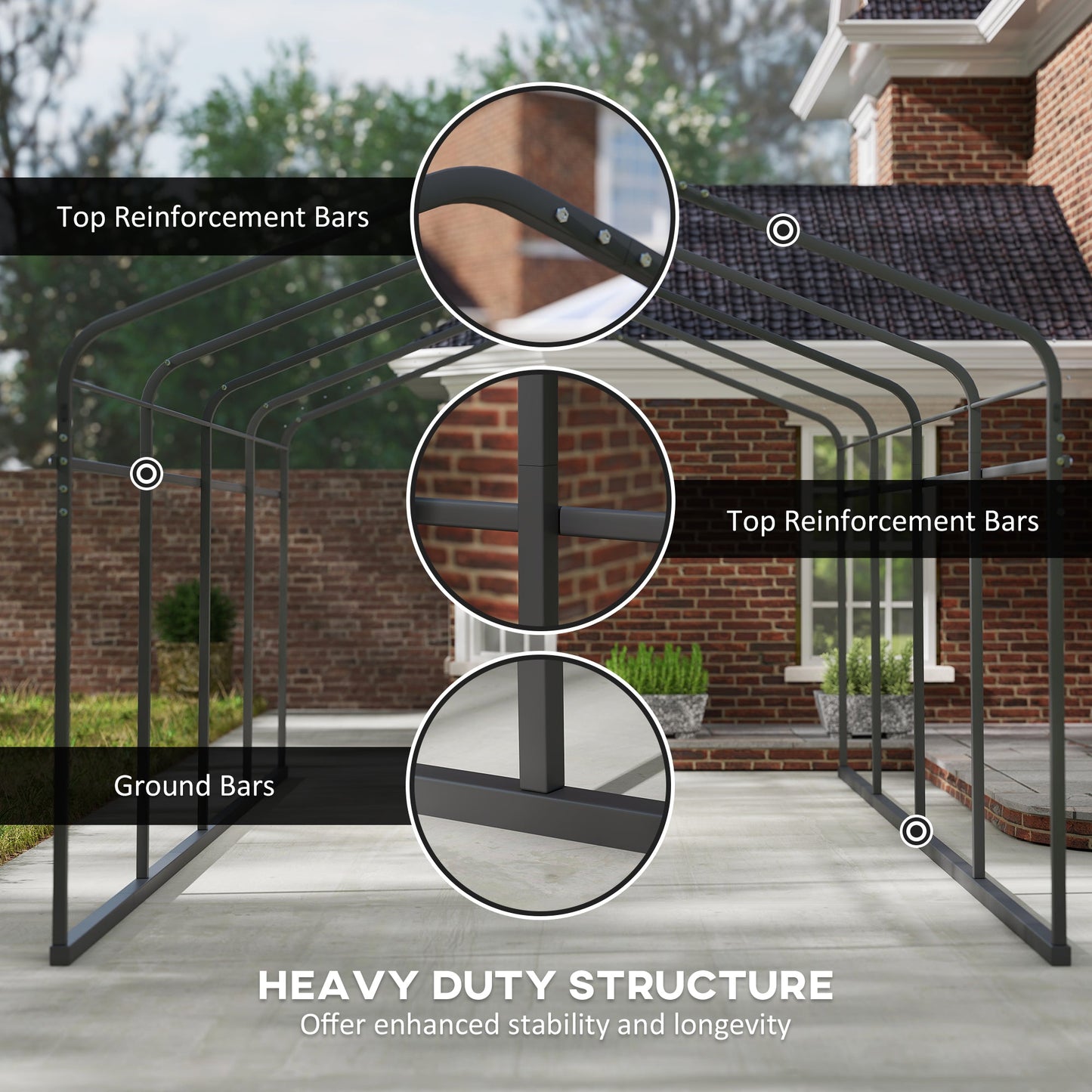 12' x 20' x 8.5' Heavy Duty Metal Carport, Waterproof Car Shelter Garage Canopy with Galvanized Metal Roof and Removable Sidewalls for Cars, Boats, Trucks and Tractors