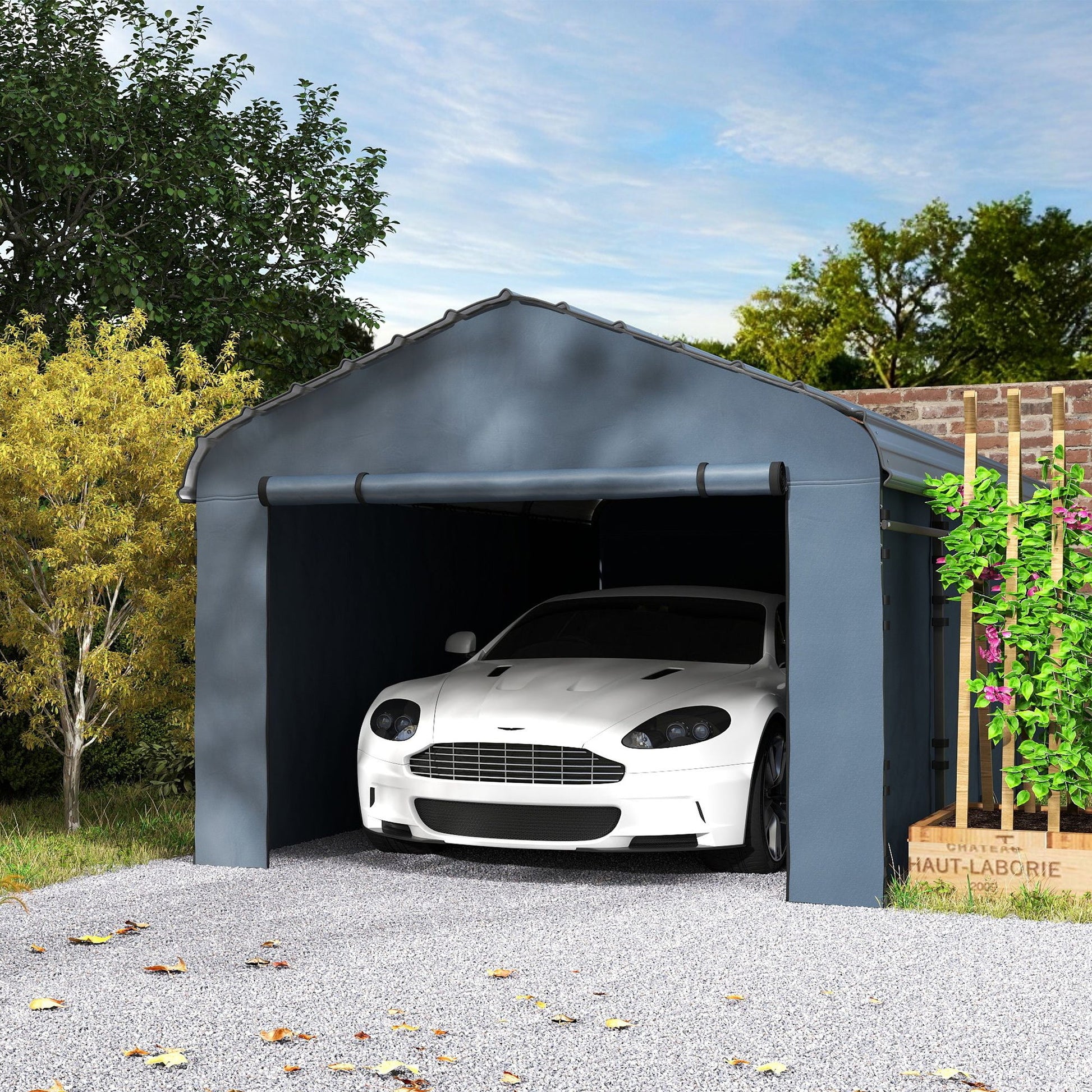 12' x 20' x 8.5' Heavy Duty Metal Carport, Waterproof Car Shelter Garage Canopy with Galvanized Metal Roof and Removable Sidewalls for Cars, Boats, Trucks and Tractors