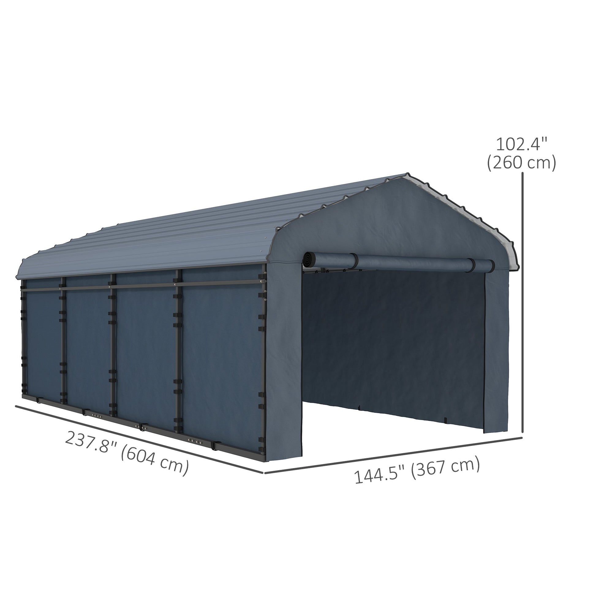 12' x 20' x 8.5' Heavy Duty Metal Carport, Waterproof Car Shelter Garage Canopy with Galvanized Metal Roof and Removable Sidewalls for Cars, Boats, Trucks and Tractors