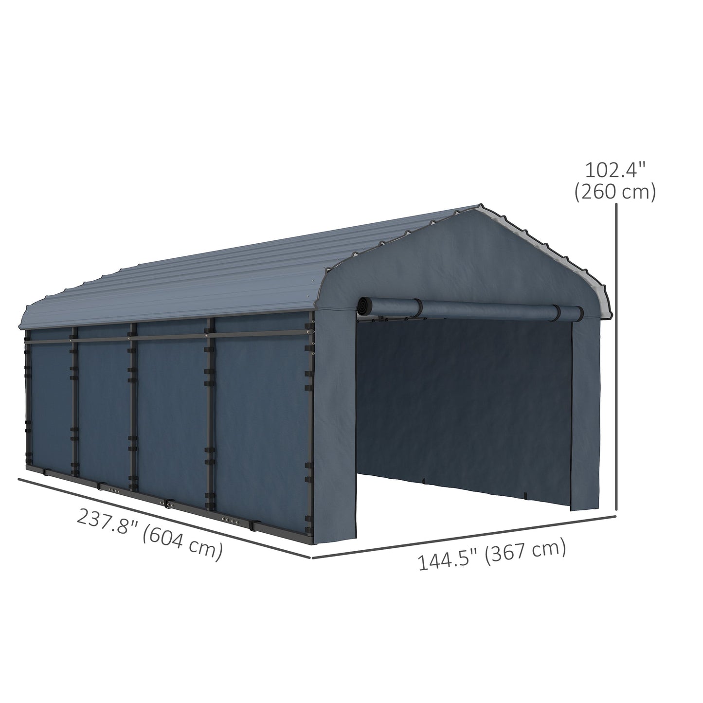 12' x 20' x 8.5' Heavy Duty Metal Carport, Waterproof Car Shelter Garage Canopy with Galvanized Metal Roof and Removable Sidewalls for Cars, Boats, Trucks and Tractors
