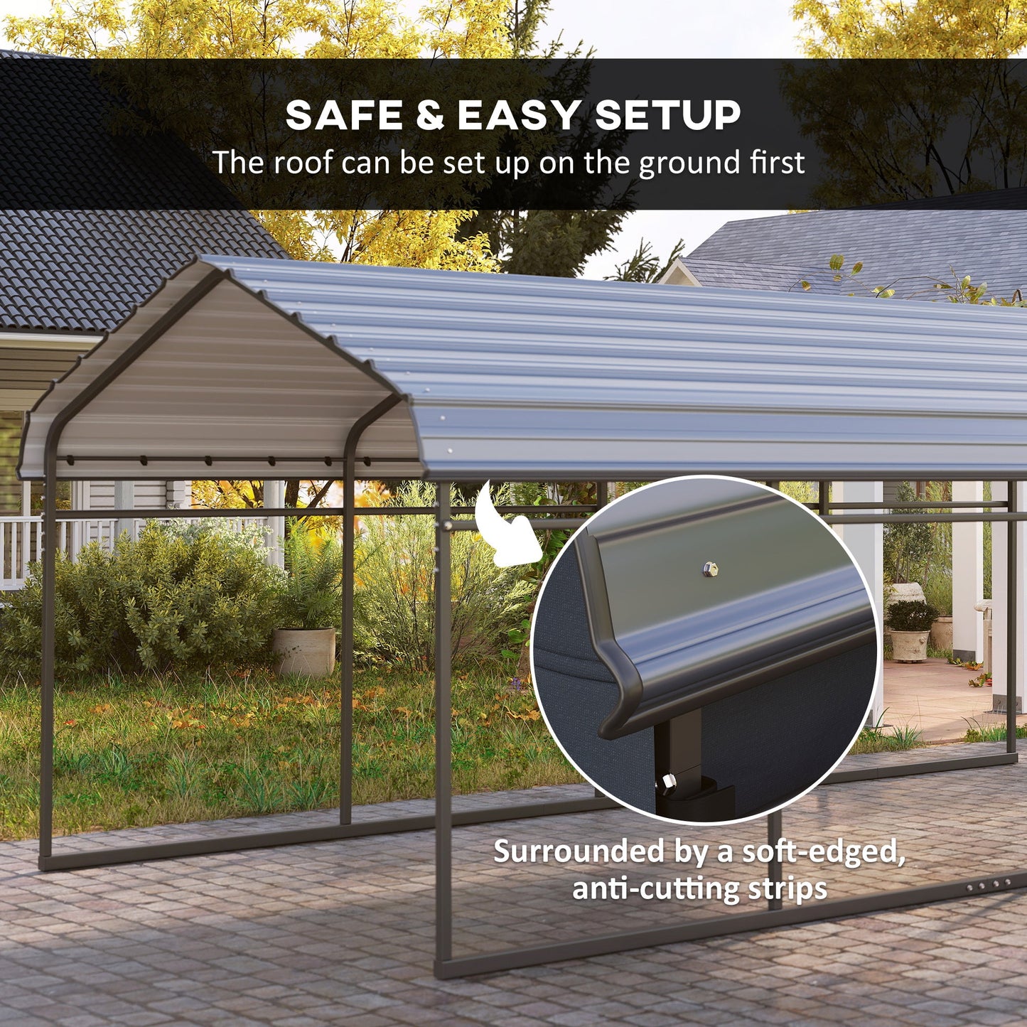 12' x 20' x 8.5' Heavy Duty Metal Carport, Waterproof Car Shelter Garage Canopy with Galvanized Metal Roof and Removable Sidewalls for Cars, Boats, Trucks and Tractors