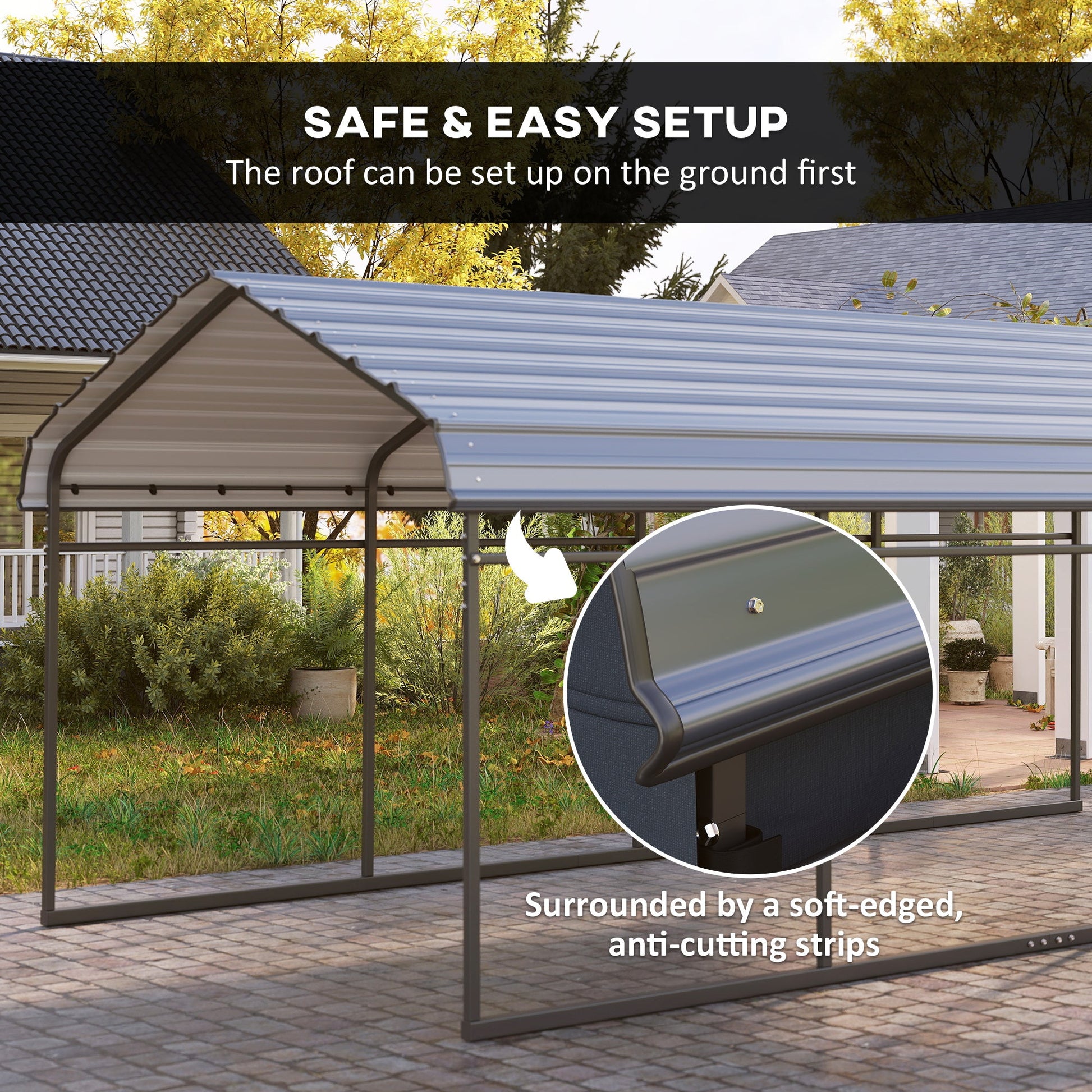 12' x 20' x 8.5' Heavy Duty Metal Carport, Waterproof Car Shelter Garage Canopy with Galvanized Metal Roof and Removable Sidewalls for Cars, Boats, Trucks and Tractors