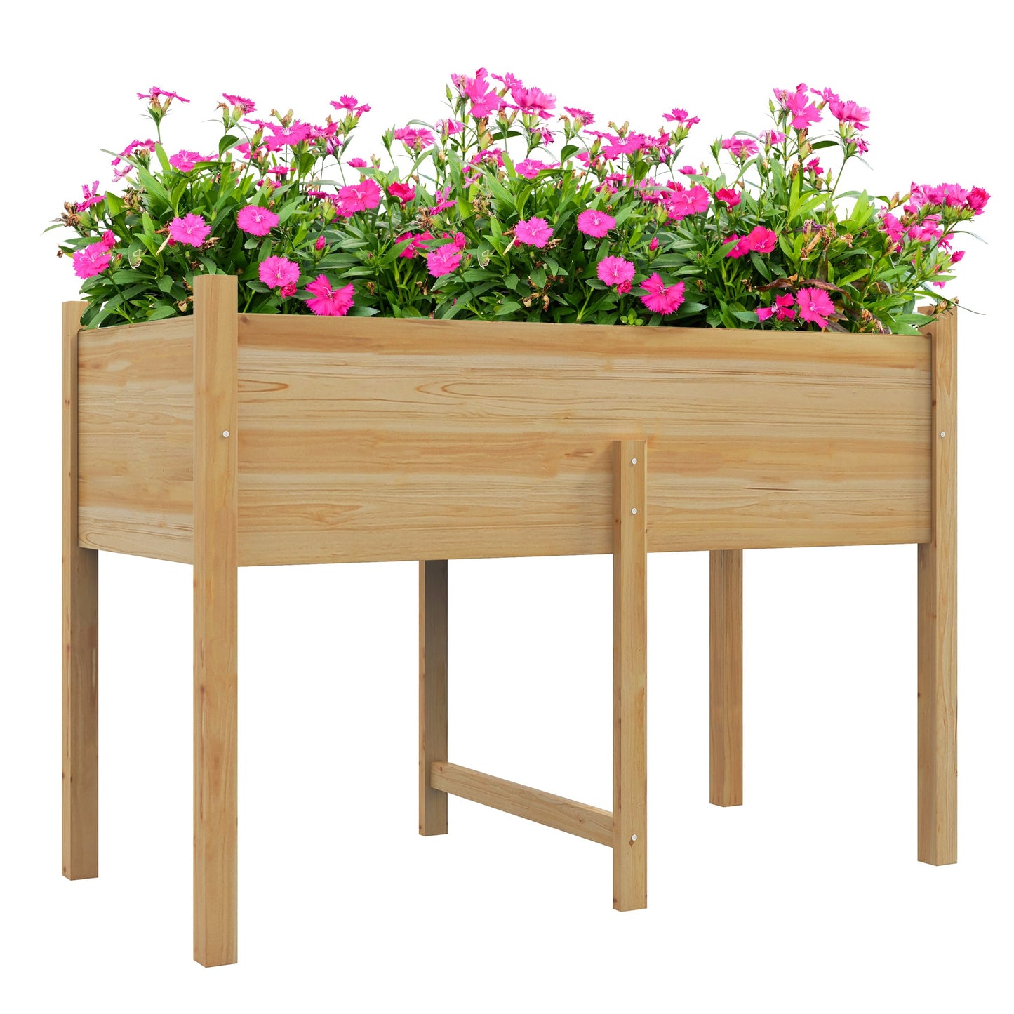 Wooden Raised Garden Bed with Drain Holes, Bed Liner for Vegetables, Flowers, Herbs, Outdoor Elevated Planter Box with Legs for Backyard Patio, 45.3"x21.7"x31.5", Natural
