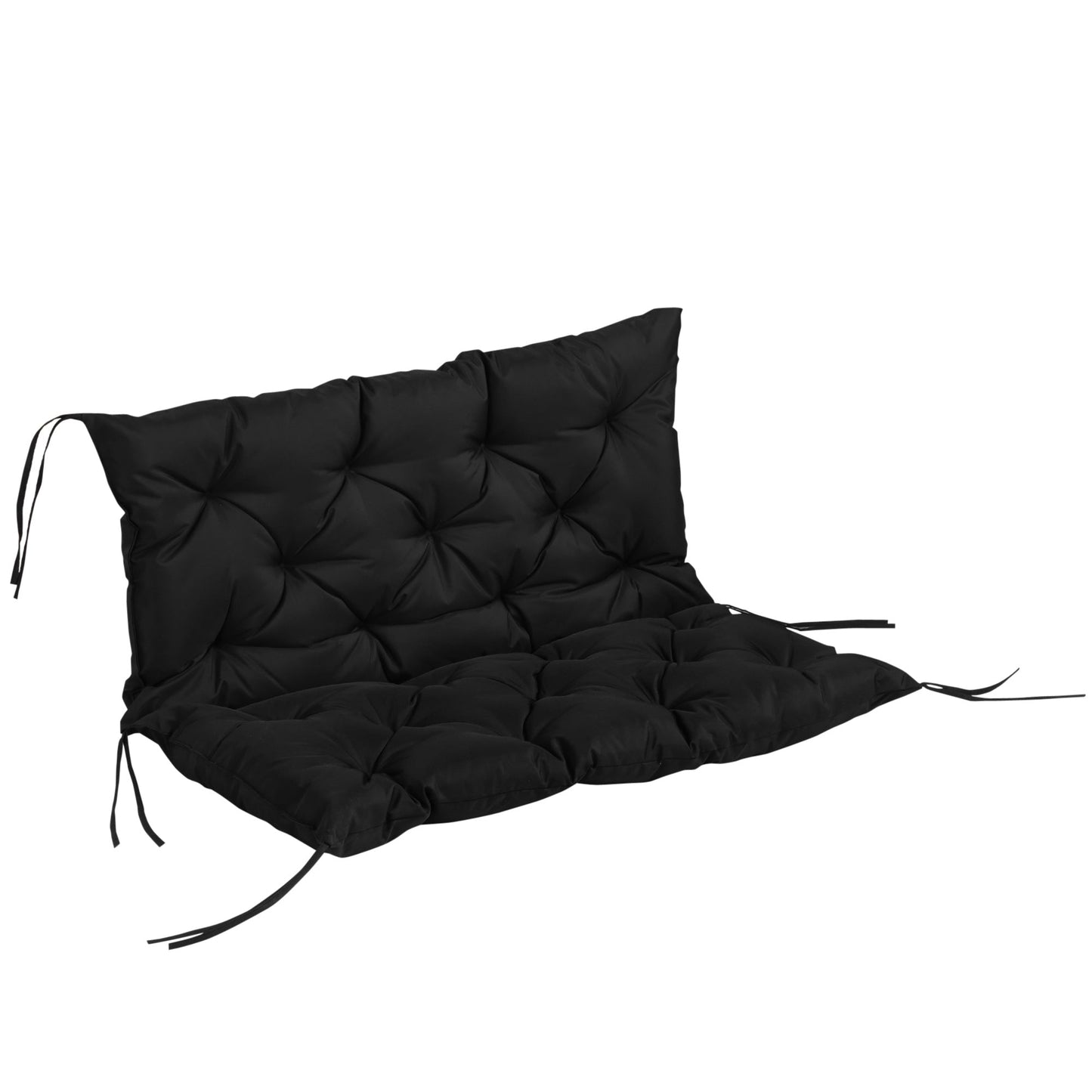 Porch Swing Cushion Garden Bench Cushion with Backrest, Non-Slip 2-Seater Thick Pad, Swing Chair Mat Replacement for Indoor and Outdoor, 39.4" x 38.6", Black