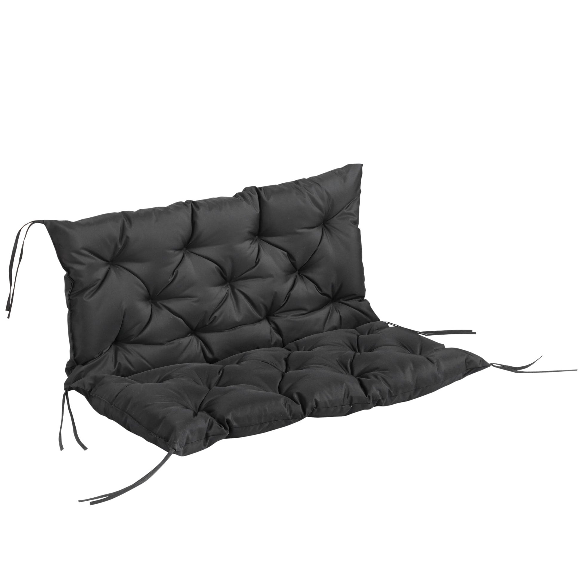 Porch Swing Cushion Garden Bench Cushion with Backrest, Non-Slip 2-Seater Thick Pad, Swing Chair Mat Replacement for Indoor and Outdoor, 39.4" x 38.6", Black